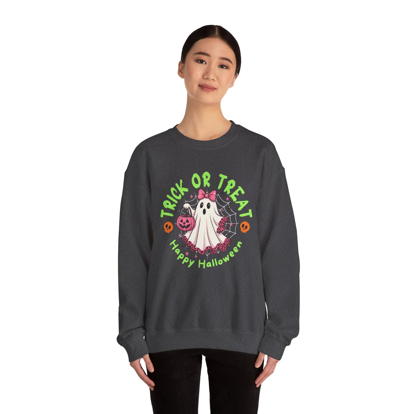 Halloween Crewneck Sweatshirt, Trick or Treat Sweatshirt, Cute Ghost Sweatshirt, Fall Fashion, Halloween Costume