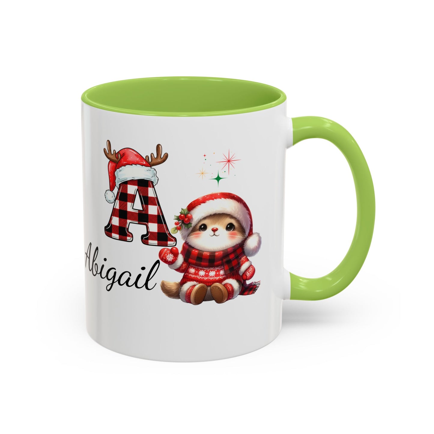 Festive Personalized Coffee Mug, Holiday Gift for Coffee Lovers, Custom Name Mug, Cute Animal Design, Perfect for Christmas