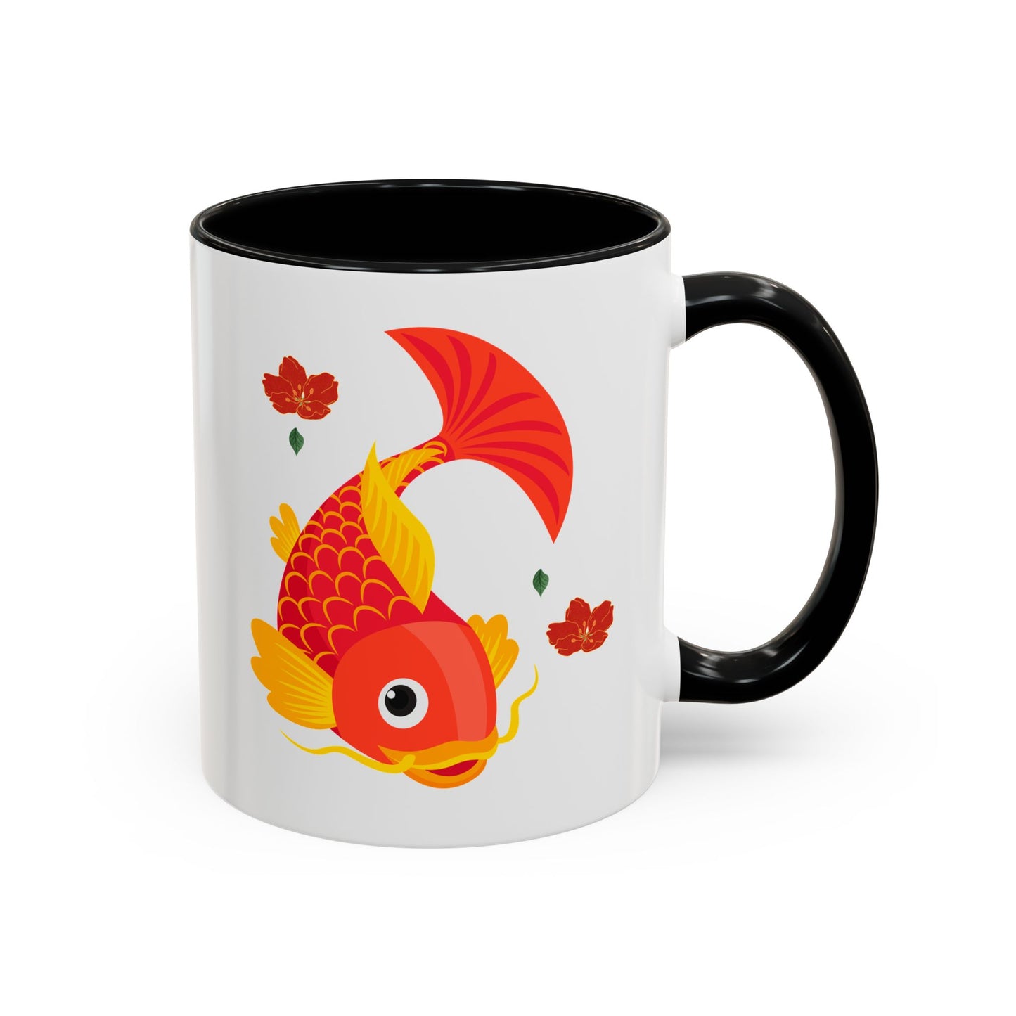 Goldfish with flowing fins and red blossoms Coffee Mug