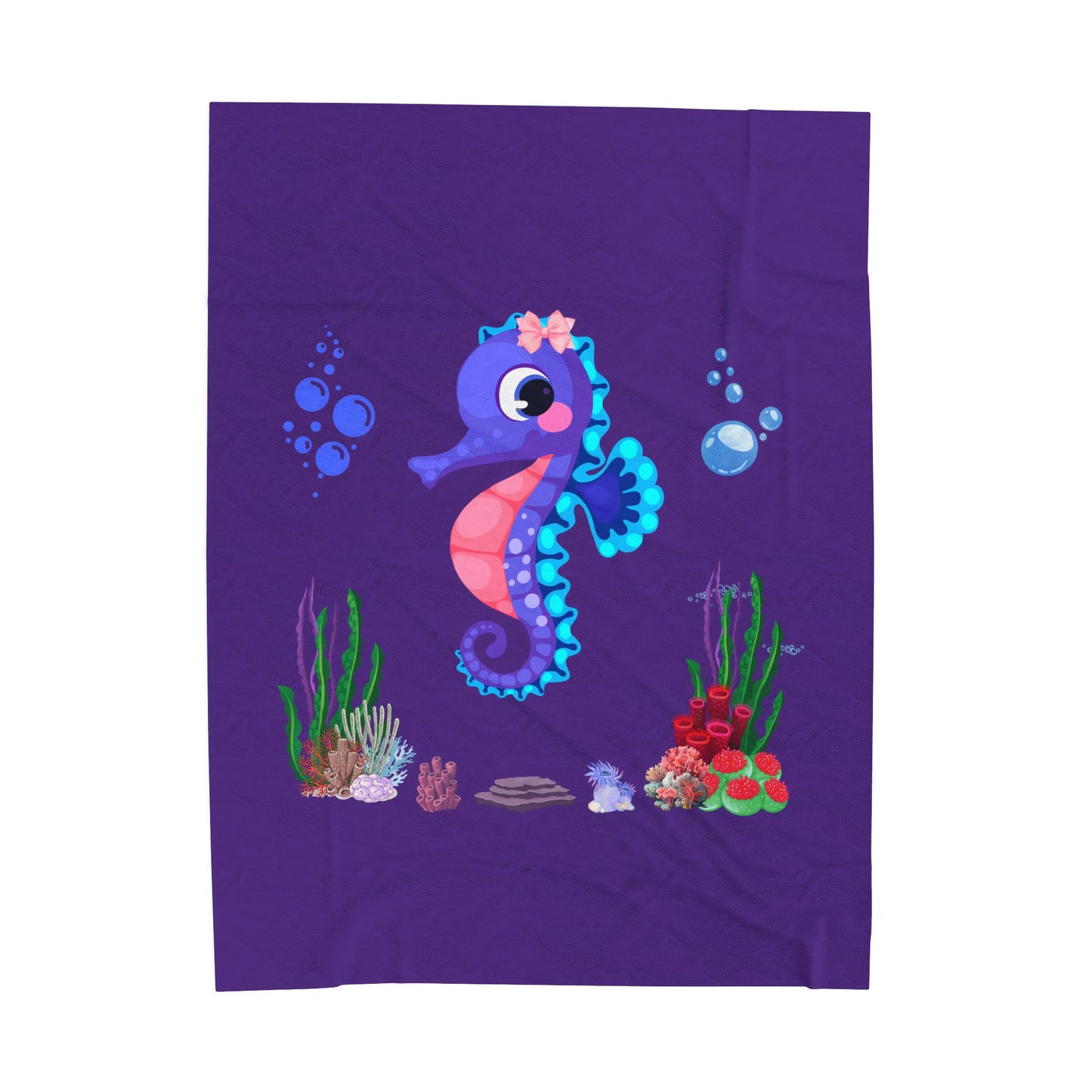 Seahores playful under the sea Velveteen Plush Blanket