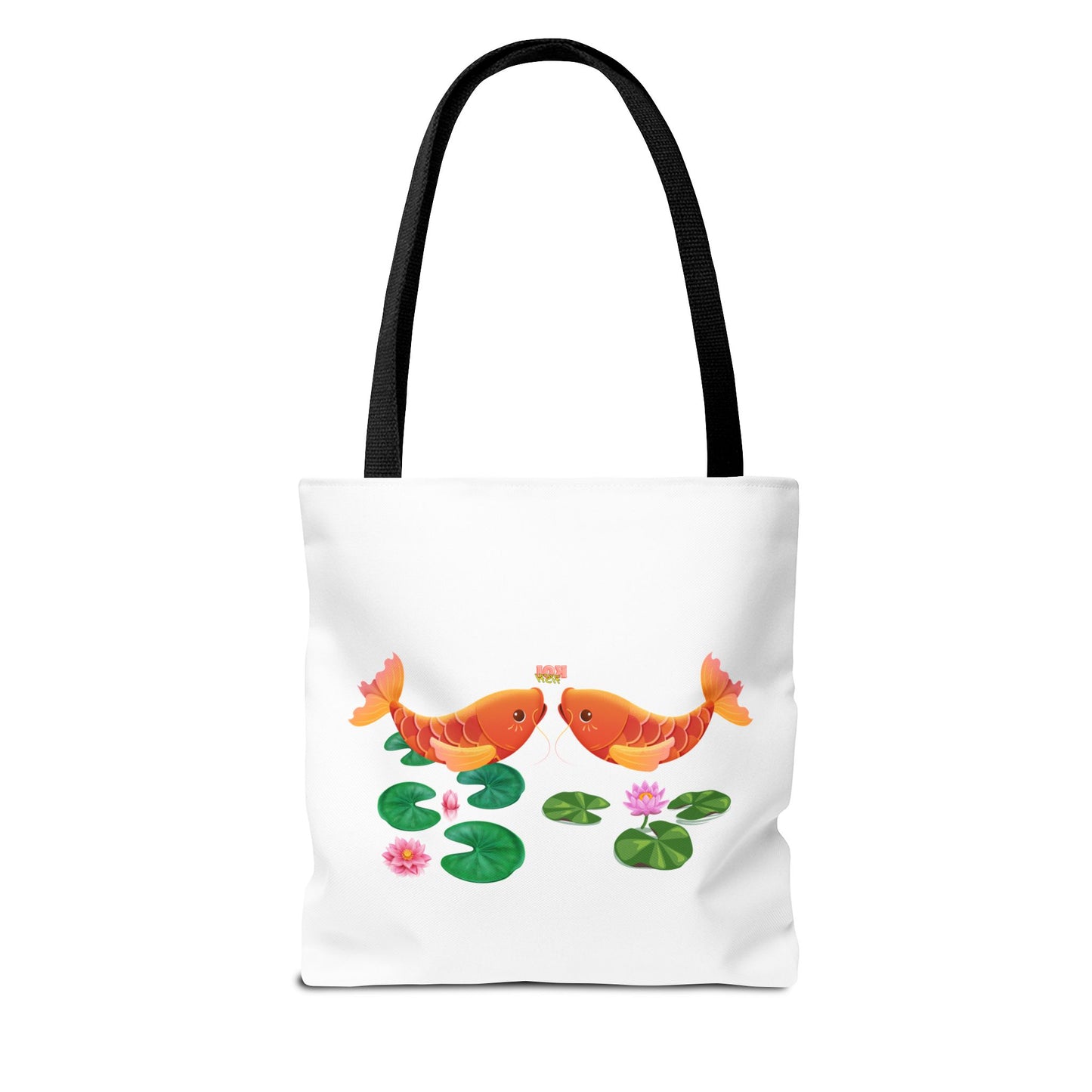 Golden koi fish with lotus flowers Tote Bag