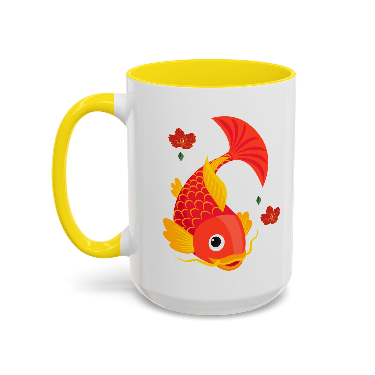 Goldfish with flowing fins and red blossoms Coffee Mug