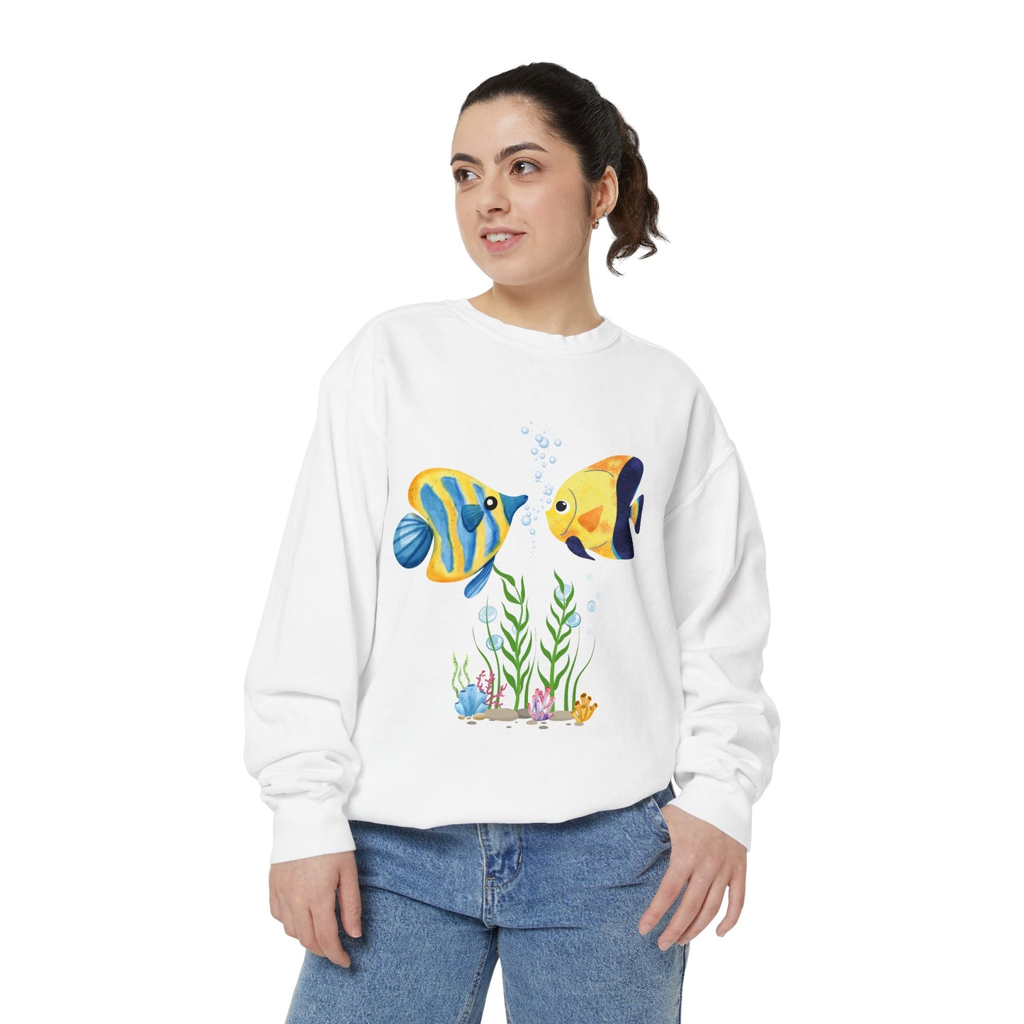Two fish greet in underwater Unisex Garment-Dyed Sweatshirt