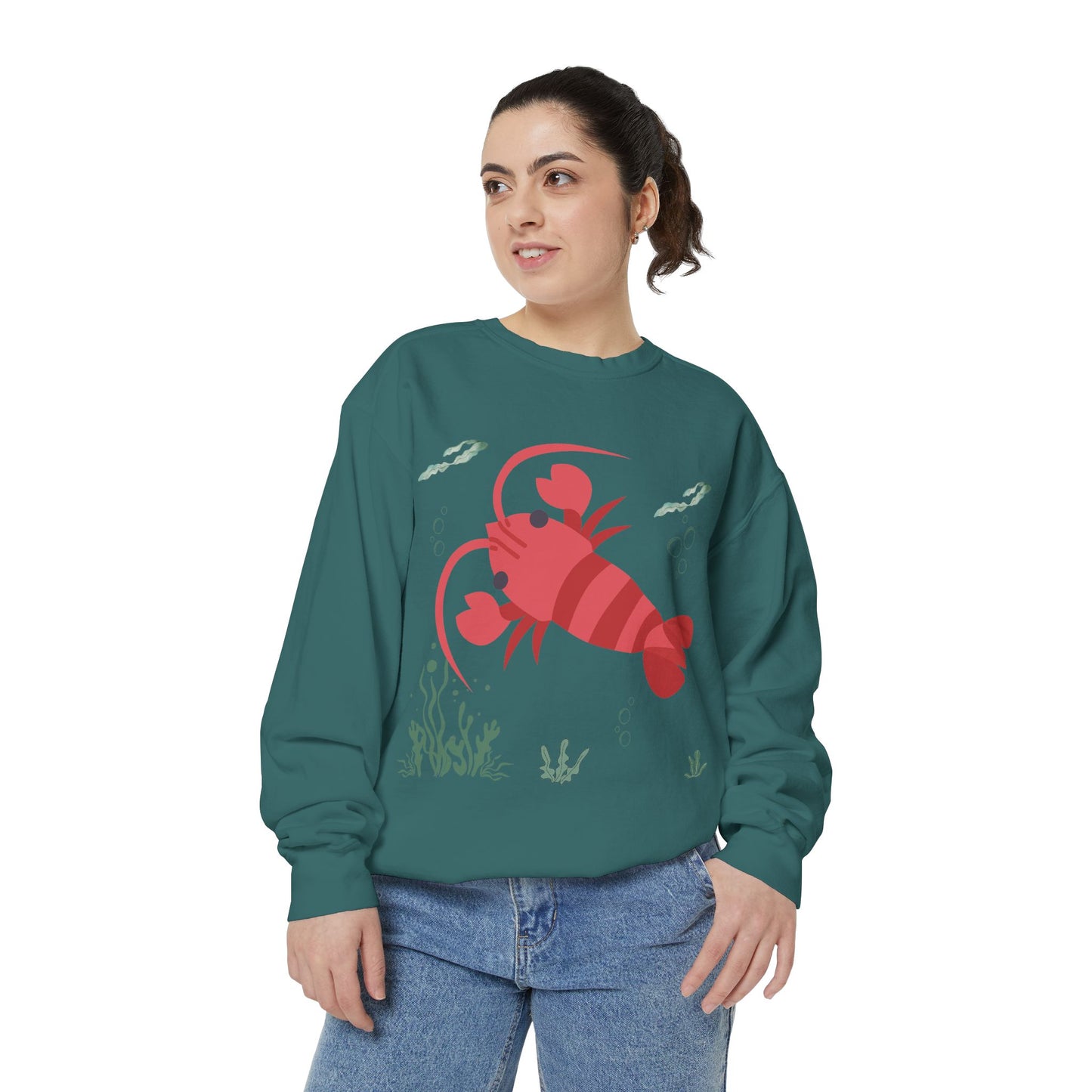 Red crayfish in an aquatic environment Unisex Garment-Dyed Sweatshirt