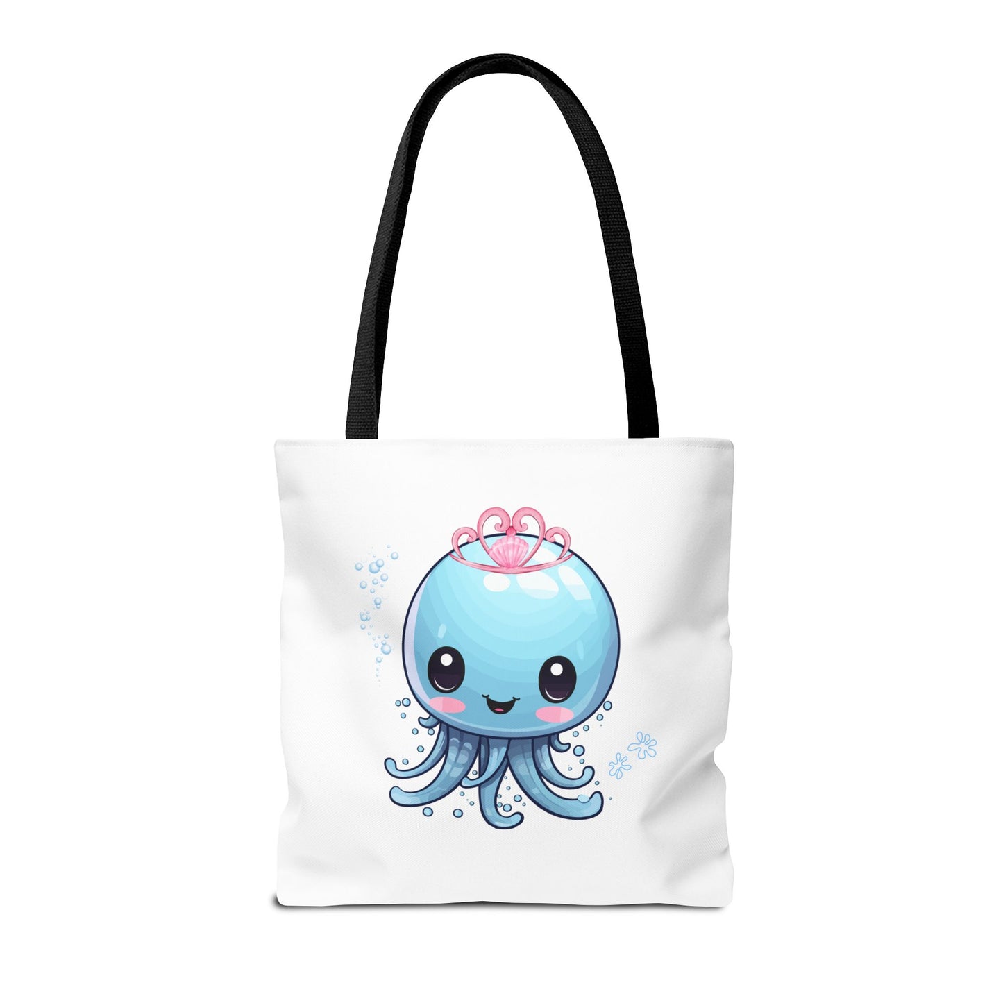 Blue jellyfish with a pink tiara Tote Bag