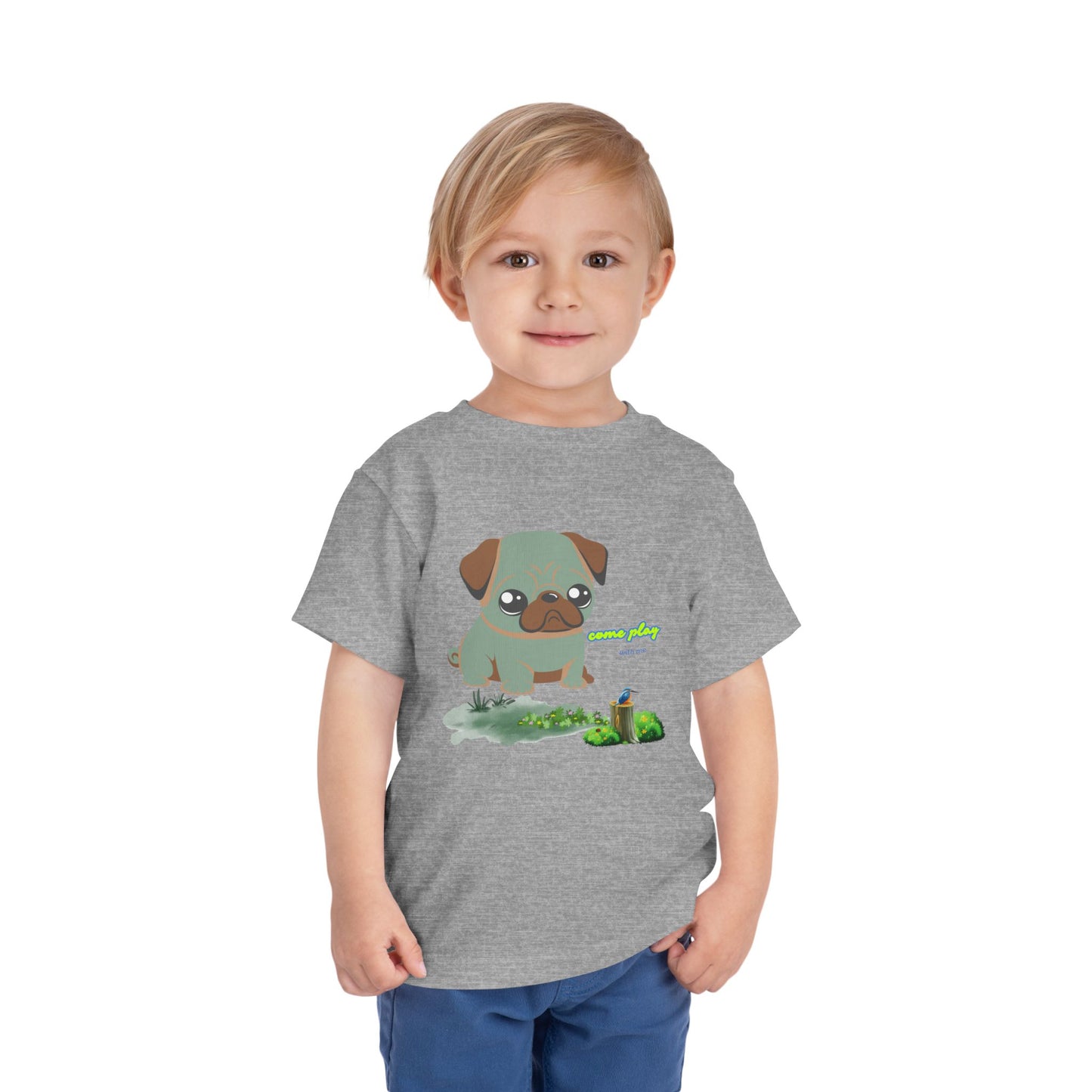 Cute Pug Toddler Tee, Adorable Dog Shirt, Kids Animal Tee, Gift for Dog Lovers, Cute Toddler Clothing, Playful Summer Outfit