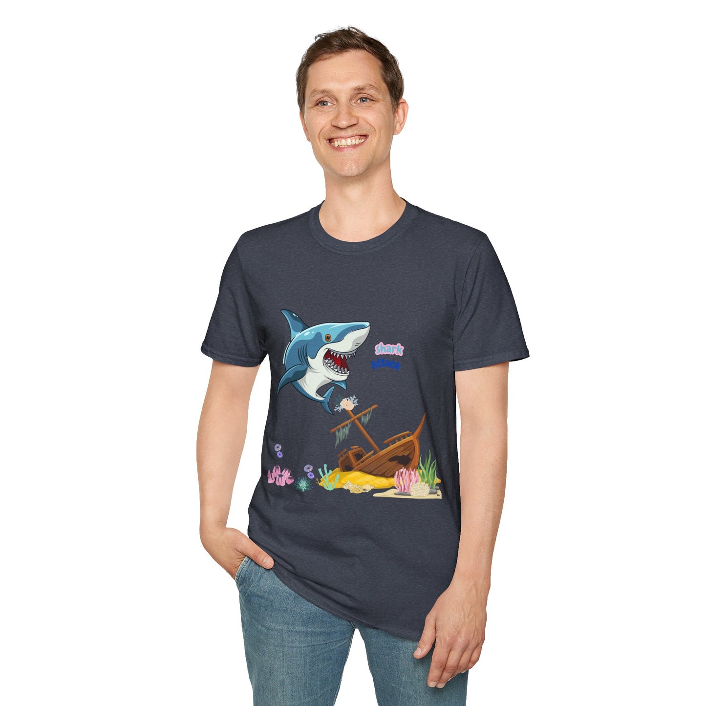 Shark Attack Graphic T-Shirt, Fun Summer Tee, Beach Vacation Top, Gift for Ocean Lovers, Marine Life Apparel