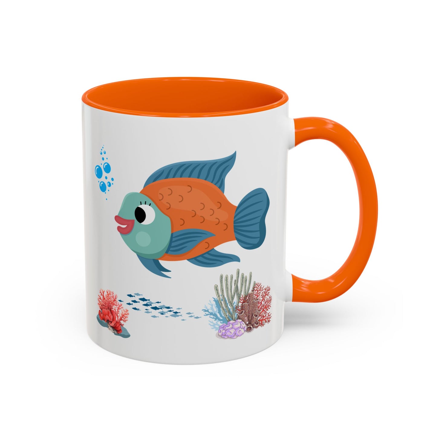 Orange and blue fish with coral and bubble Coffee Mug