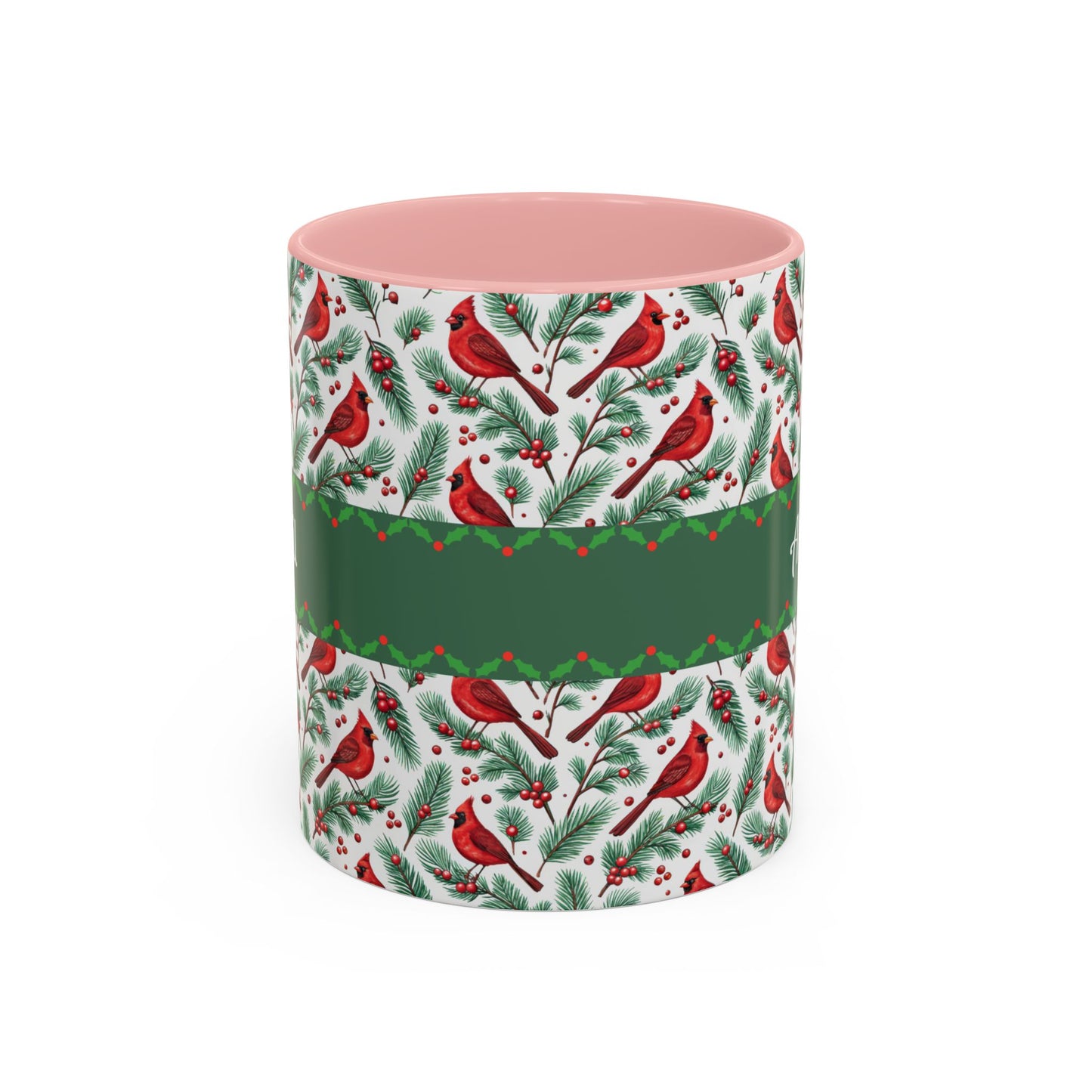 Personalized Holiday Coffee Mug, Festive Cardinal Mug, Custom Name Mug, Christmas Gift, Winter Decor, Drinkware
