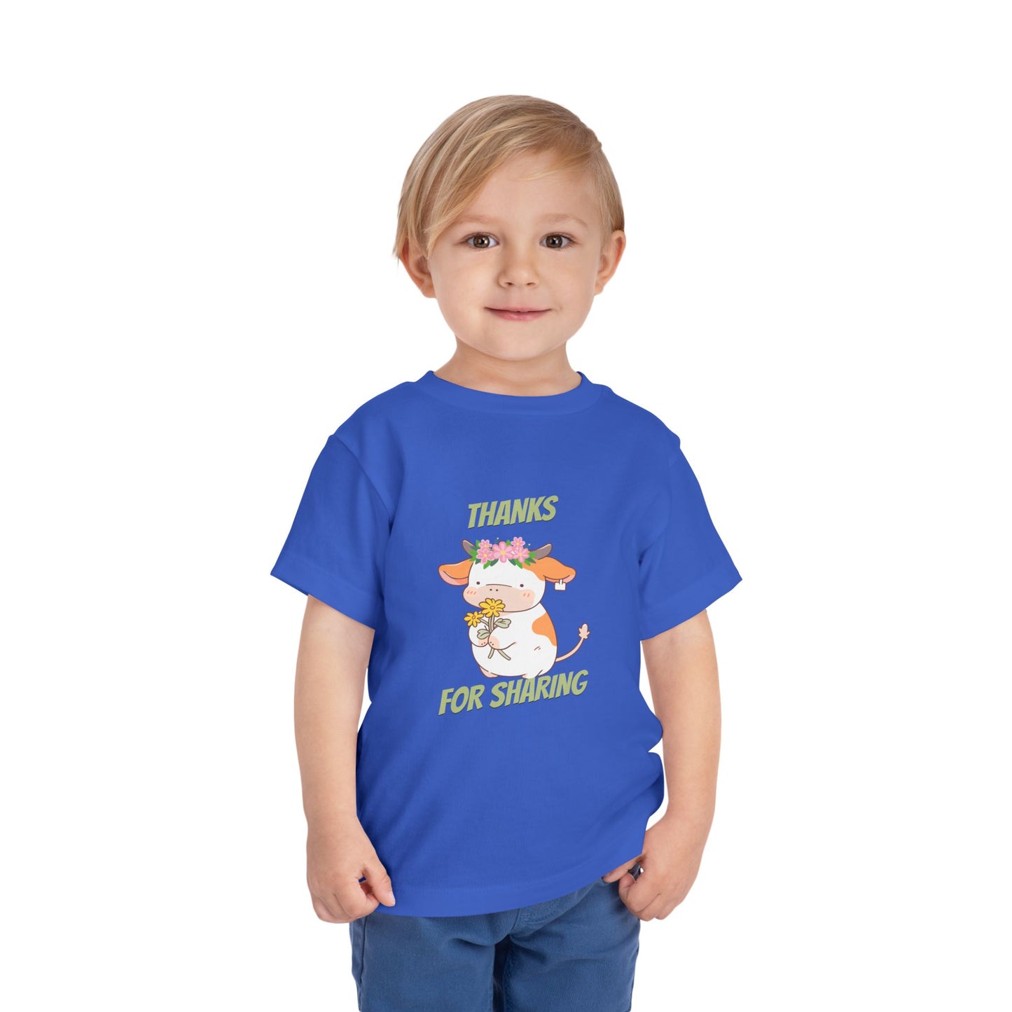 Cute Toddler Tee with Cow Design, Perfect Gift for Kids, Playdate Apparel, Kid's Birthday Gift, Thank You for Sharing T-Shirt