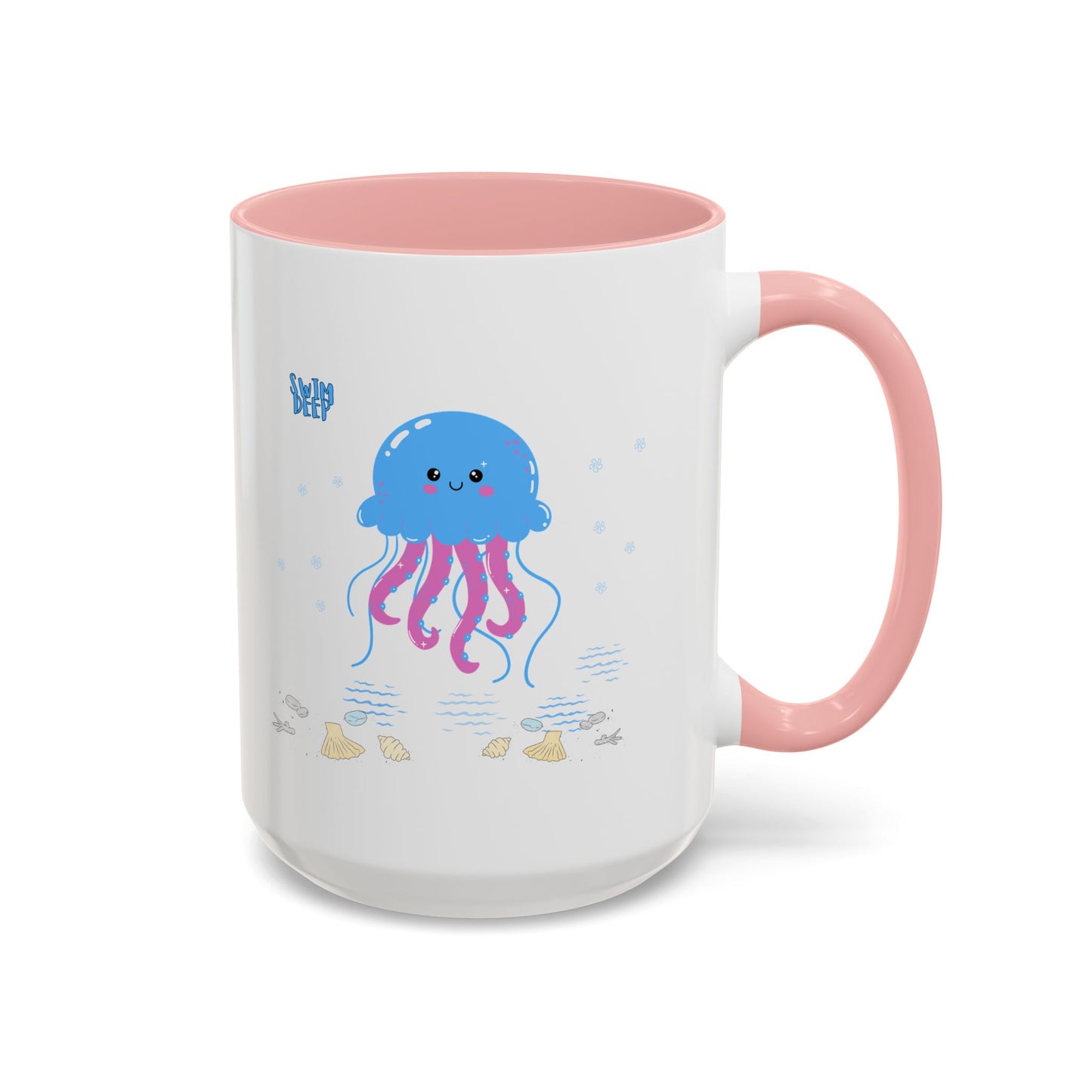 Blue jellyfish with pink tentacles Coffee Mug