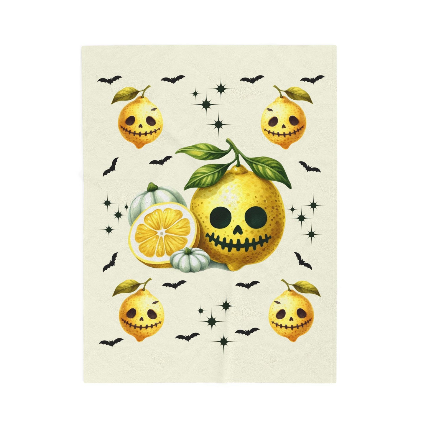 Spooky Citrus Halloween Blanket, Cozy Velvet Throw, Seasonal Home Decor, Unique Gift for Fall, Halloween Nights