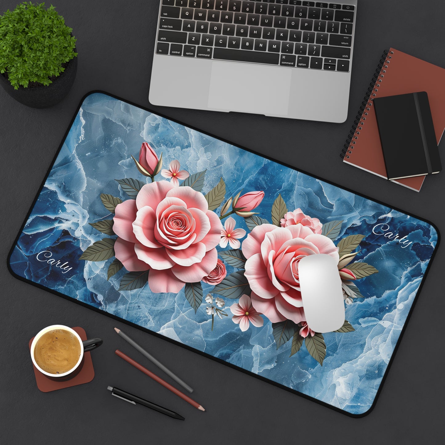 Floral Desk Mat Perfect for Home Office, Gaming, or Study - Elegant Rose Design, Mouse Pad, Desk Accessory, Gift Idea