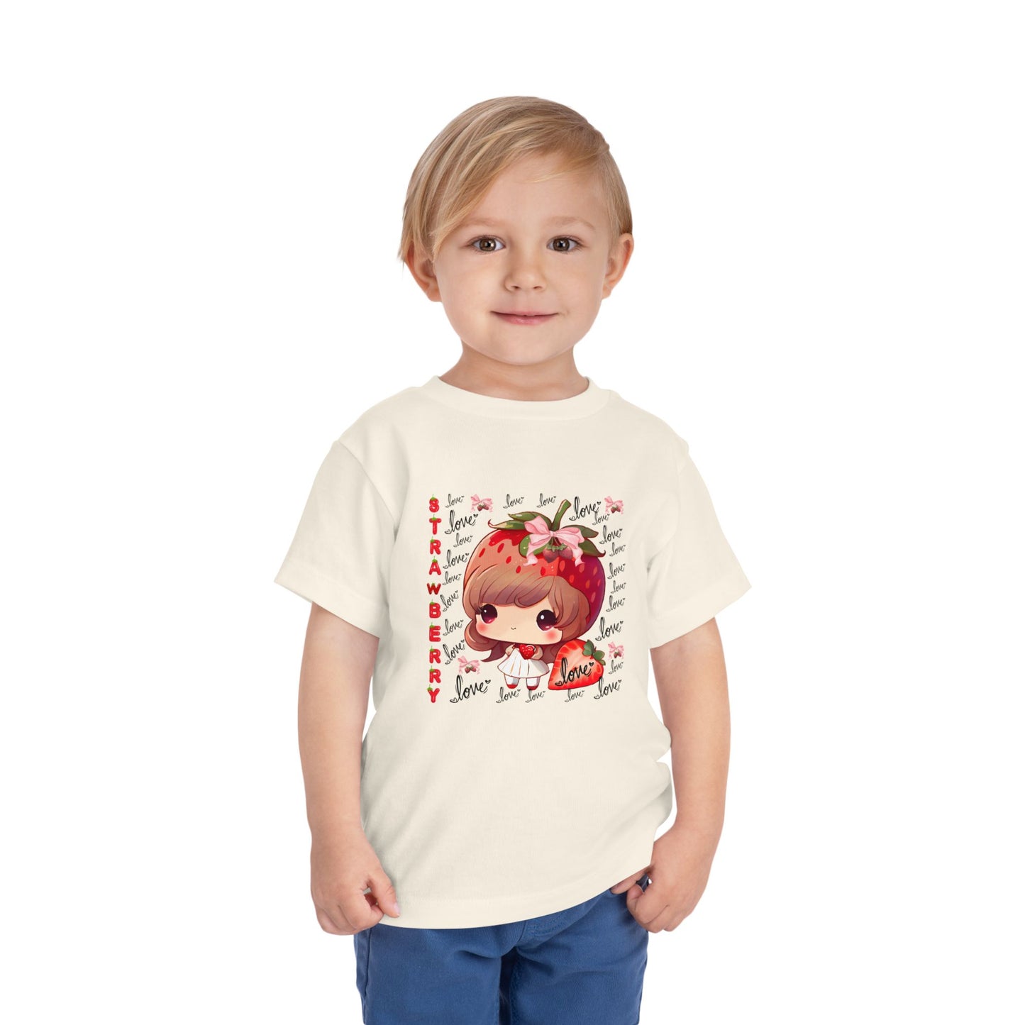 Cute Strawberry Love Toddler Tee, Baby Summer Shirt, Kids Gift, Fruit Graphic Tee, Toddler Outfit, Birthday Gift