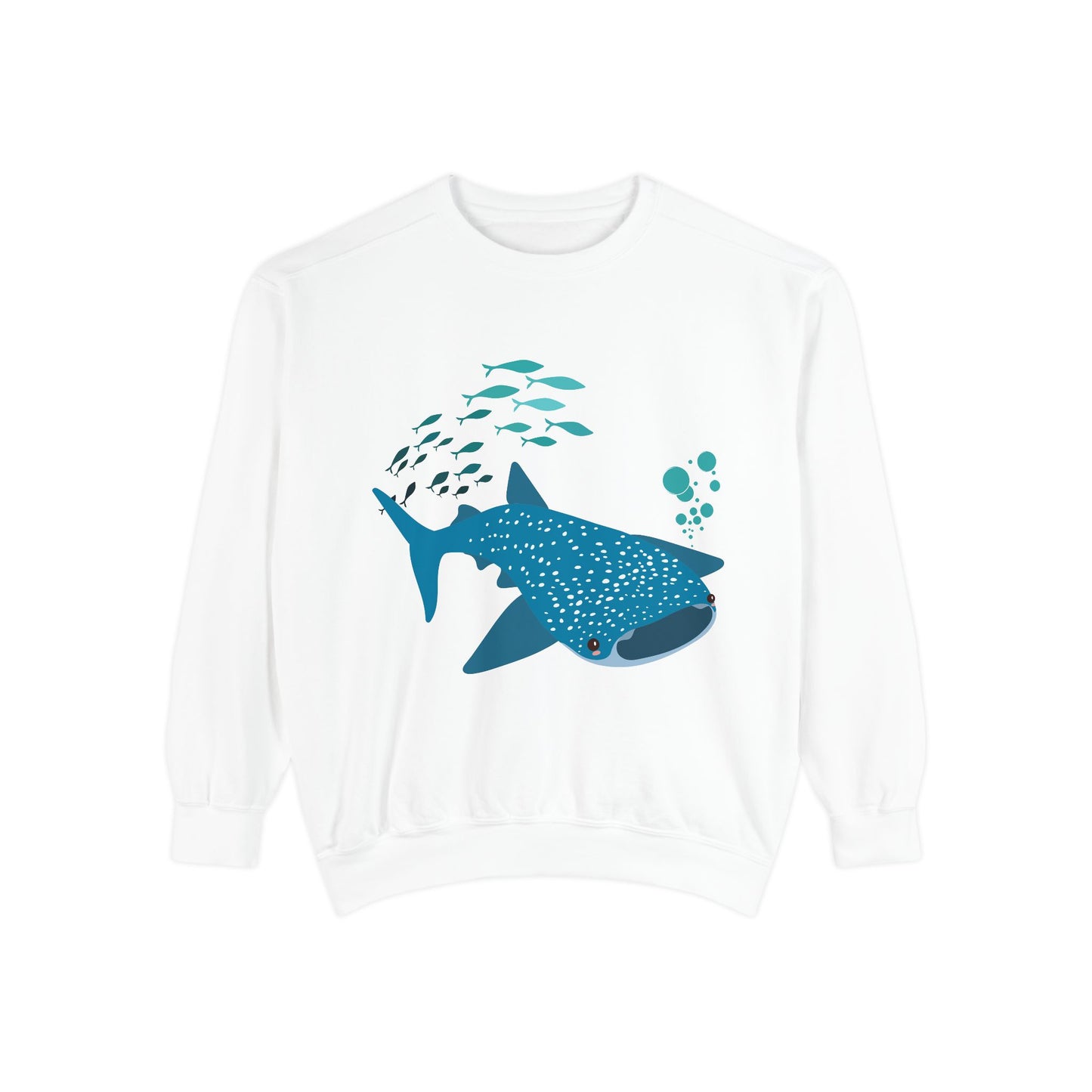Whale Shark school of fish and buddles Unisex Garment-Dyed Sweatshirt