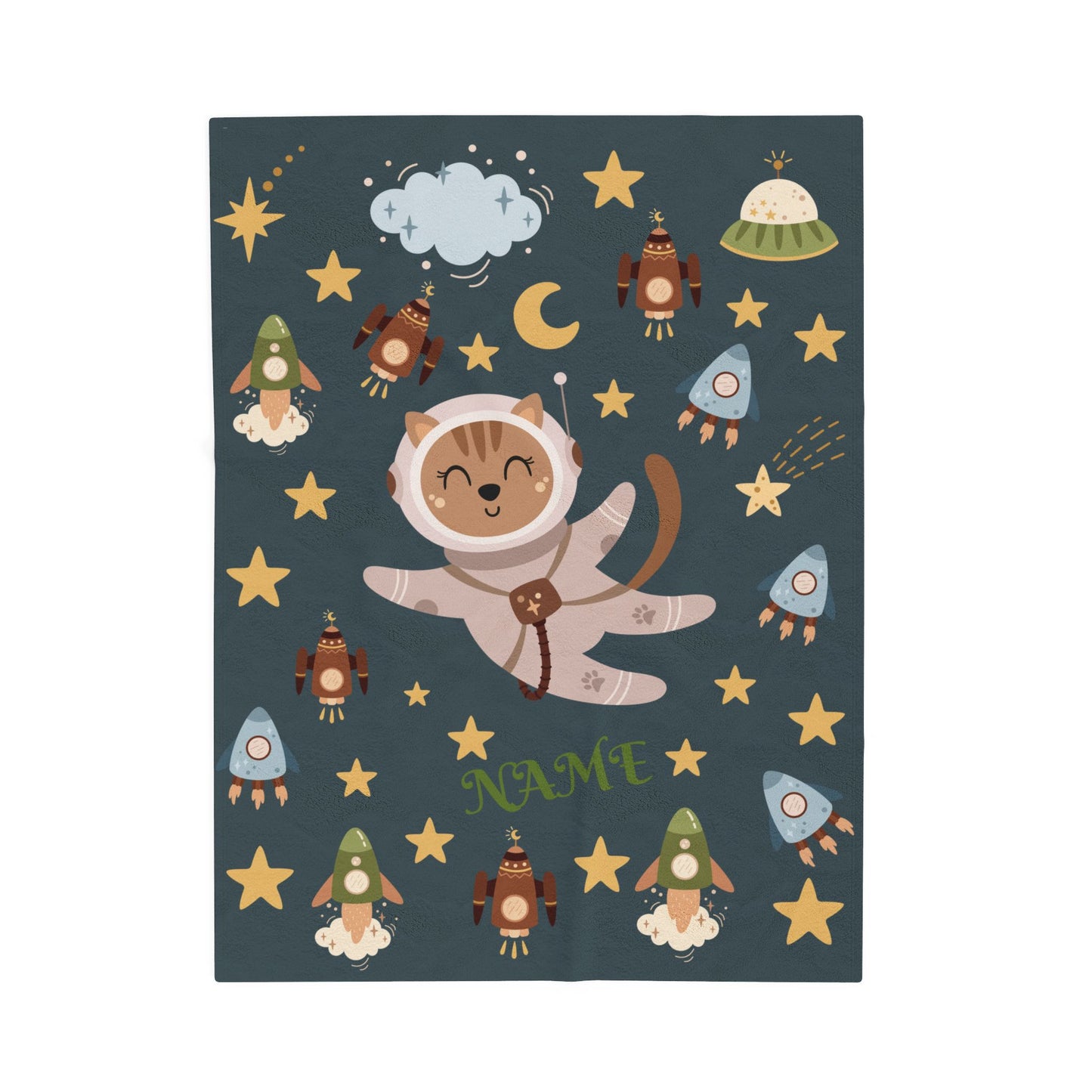 Kids Space Adventure Velveteen Plush Blanket, Nursery Decor, Cute Animals, Gifts for Toddler, Baby Shower, Cozy Throw