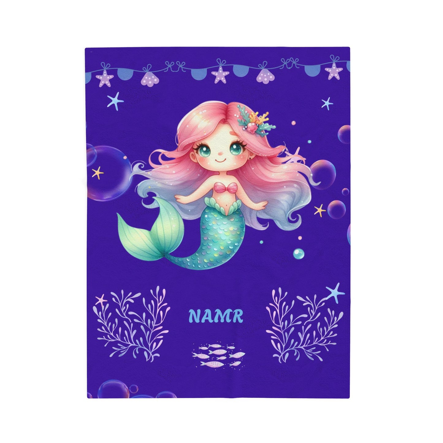 Mermaid Plush Blanket - Personalized Cozy Throw | Soft Fleece Blanket | Kid's Room Decor | Gift for Birthday, Baby Shower, Christmas