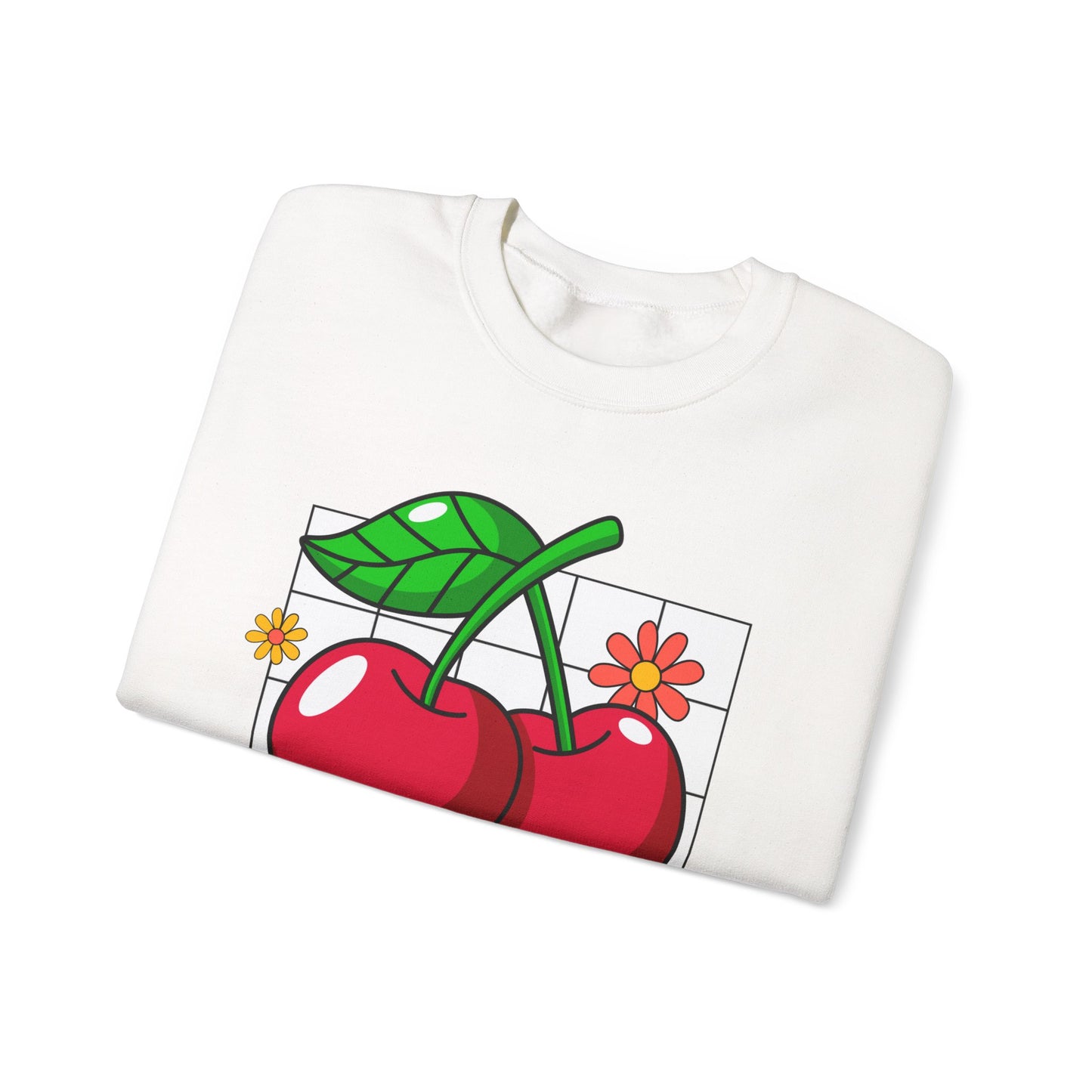 Cherry Yum Graphic Crewneck Sweatshirt | Cozy Unisex Sweater for Casual Wear, Gifts, Summer Vibes, Trendy Fashion, Foodie Apparel