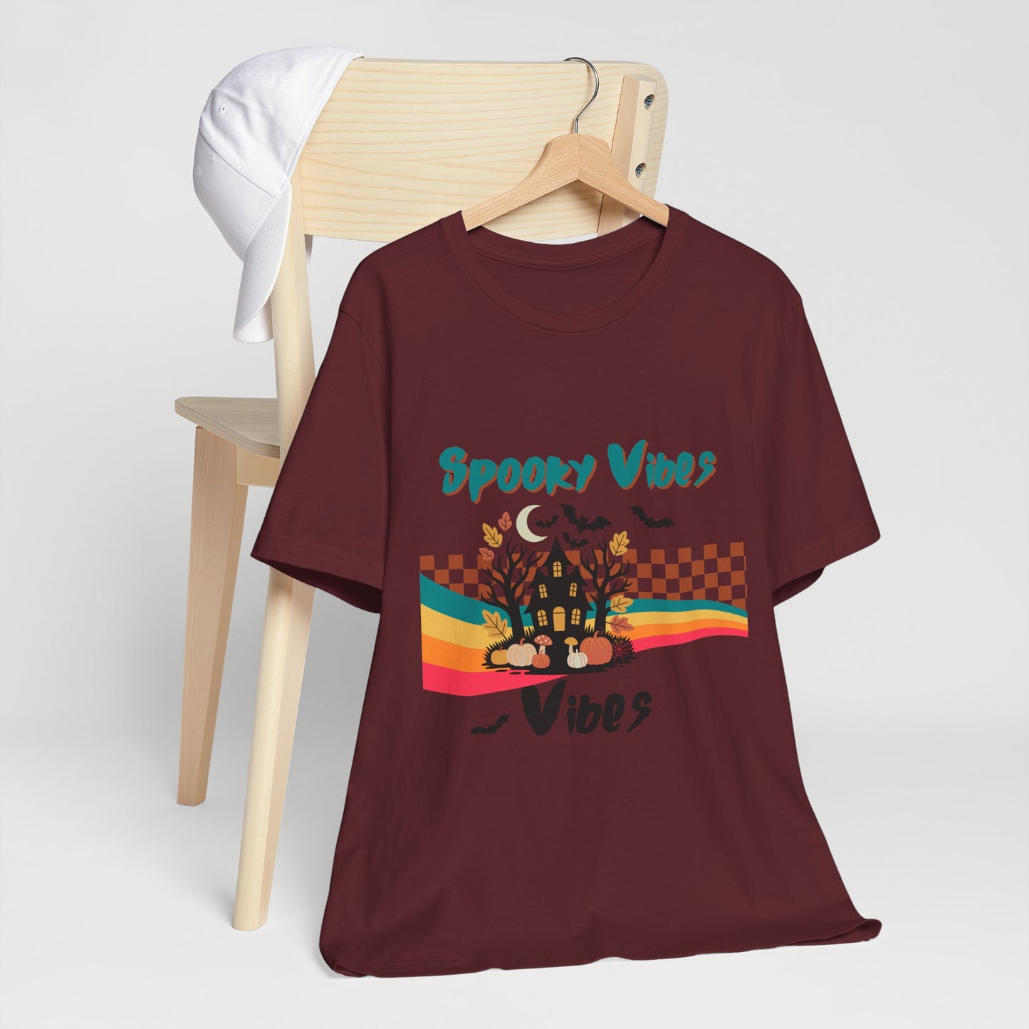 Spooky Vibes Graphic Tee, Unisex Halloween Shirt, Fall Fashion, Casual T-Shirt, Unique Gift for Halloween Lovers, Autumn Wardrobe Essential