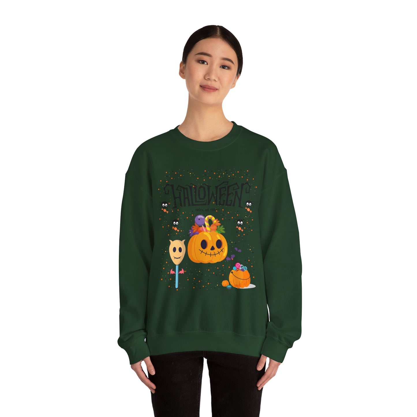 Halloween Themed Unisex Crewneck Sweatshirt, Cozy Fall Apparel, Gifting, Festive Wear, Halloween Decorations, Pumpkin Design
