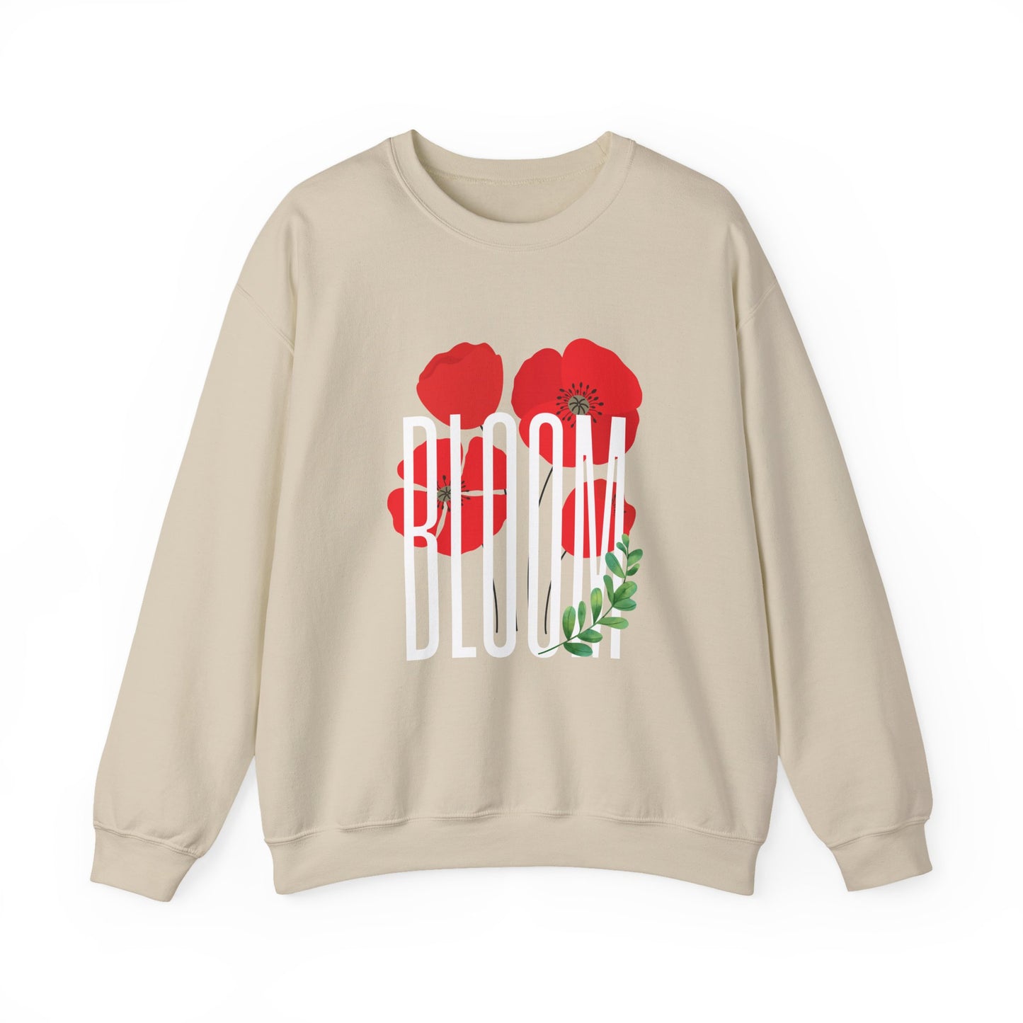 Bloom Poppy Sweatshirt, Casual Unisex Crewneck, Gift for Nature Lovers, Spring Fashion, Floral Sweatshirt, Botanical Gift