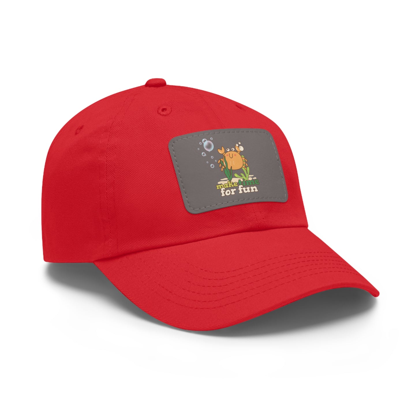 Cartoon crab lllusstration promoting joy and playfulness Dad Hat with Leather Patch (Rectangle)