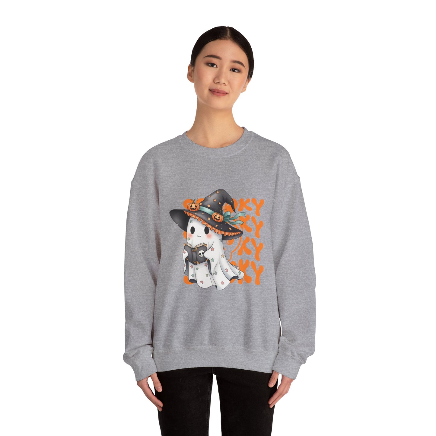 Halloween Ghost Sweatshirt, Cozy Sweatshirt, Fall Fashion, Unisex Crewneck, Spooky Season Apparel, Halloween Gift