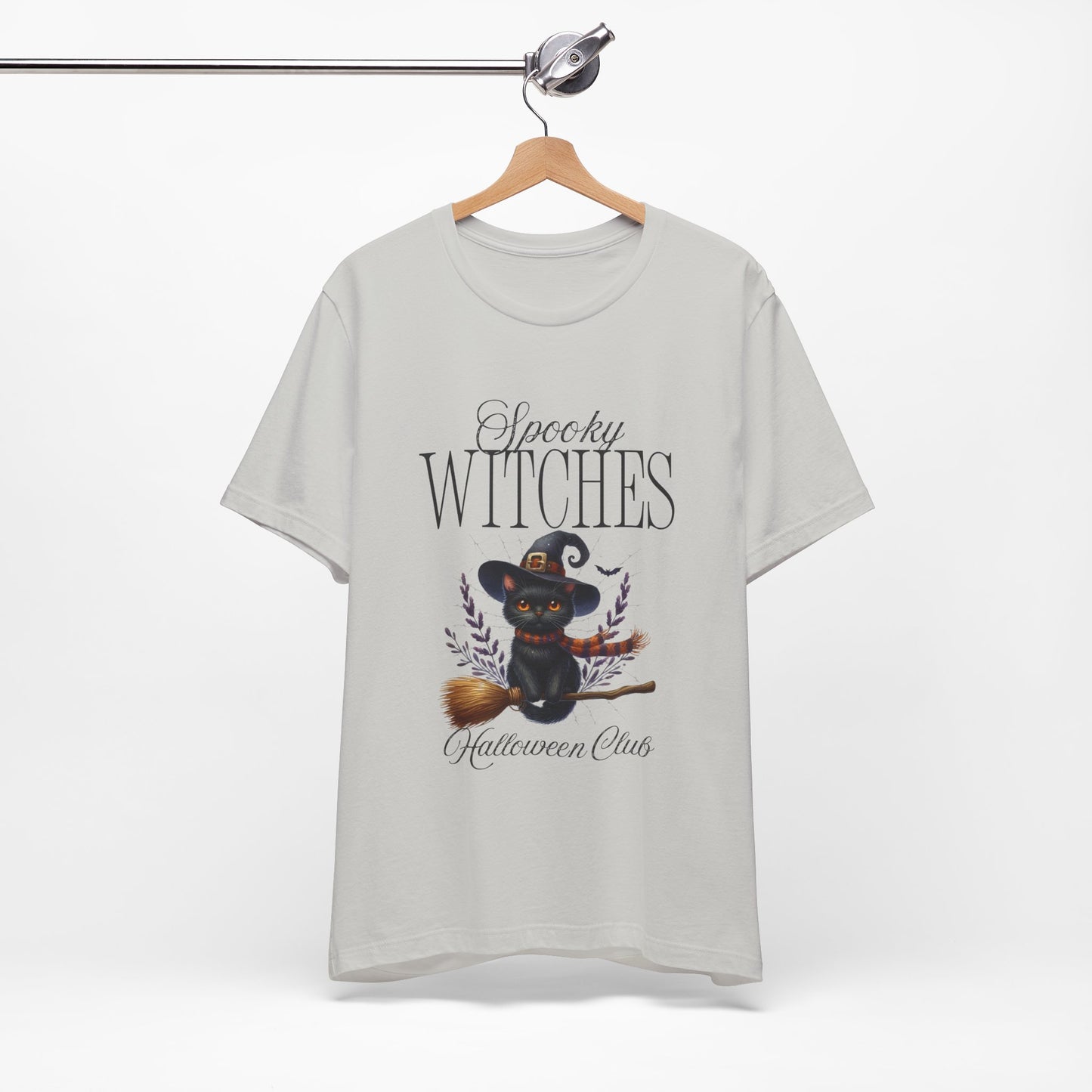 Spooky Witches Halloween Tee, Unisex Short Sleeve Shirt, Witch T-Shirt, Halloween Costume Top, Cat Lovers Gift, Fall Fashion