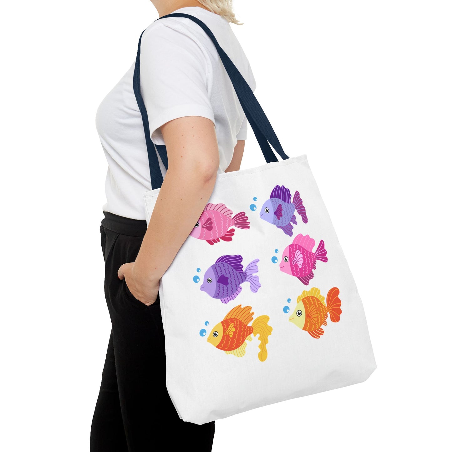 Six fish with cartoonish bubbles Tote Bag