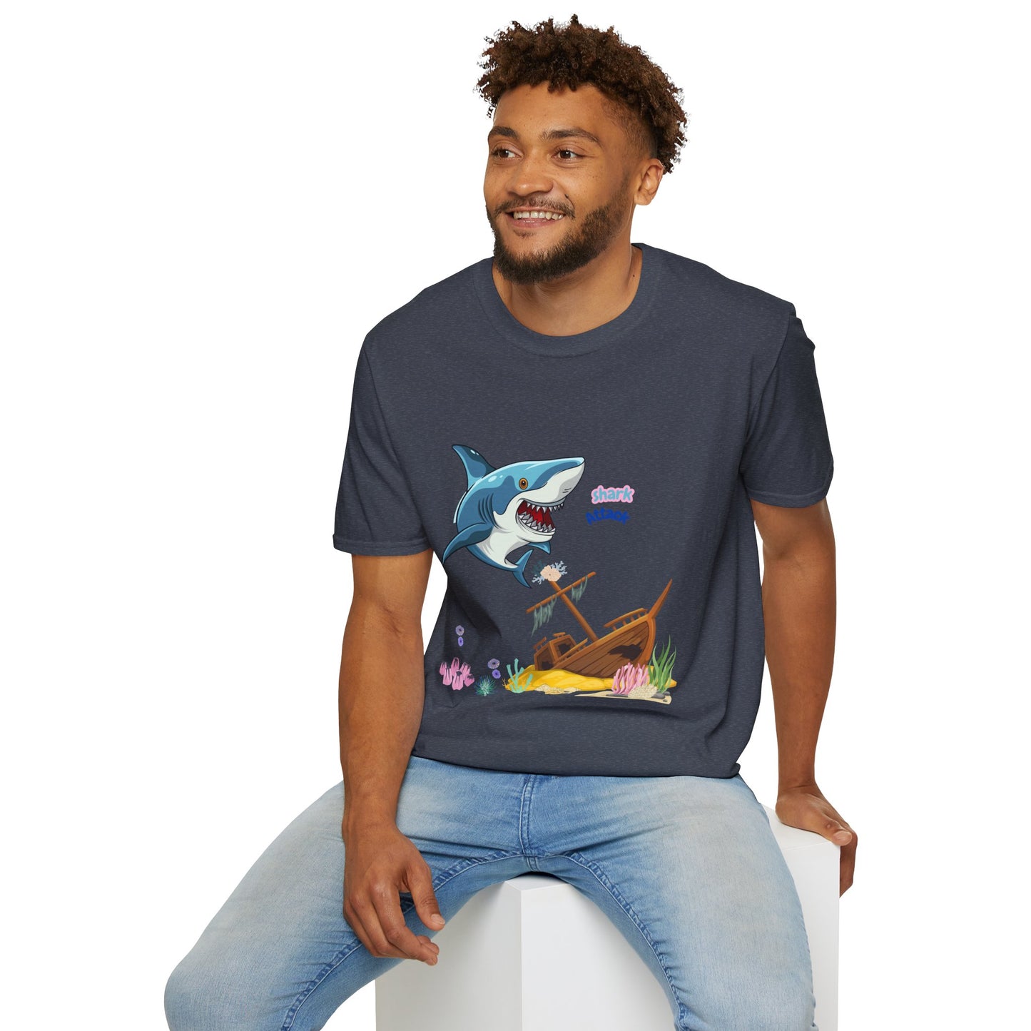 Shark Attack Graphic T-Shirt, Fun Summer Tee, Beach Vacation Top, Gift for Ocean Lovers, Marine Life Apparel