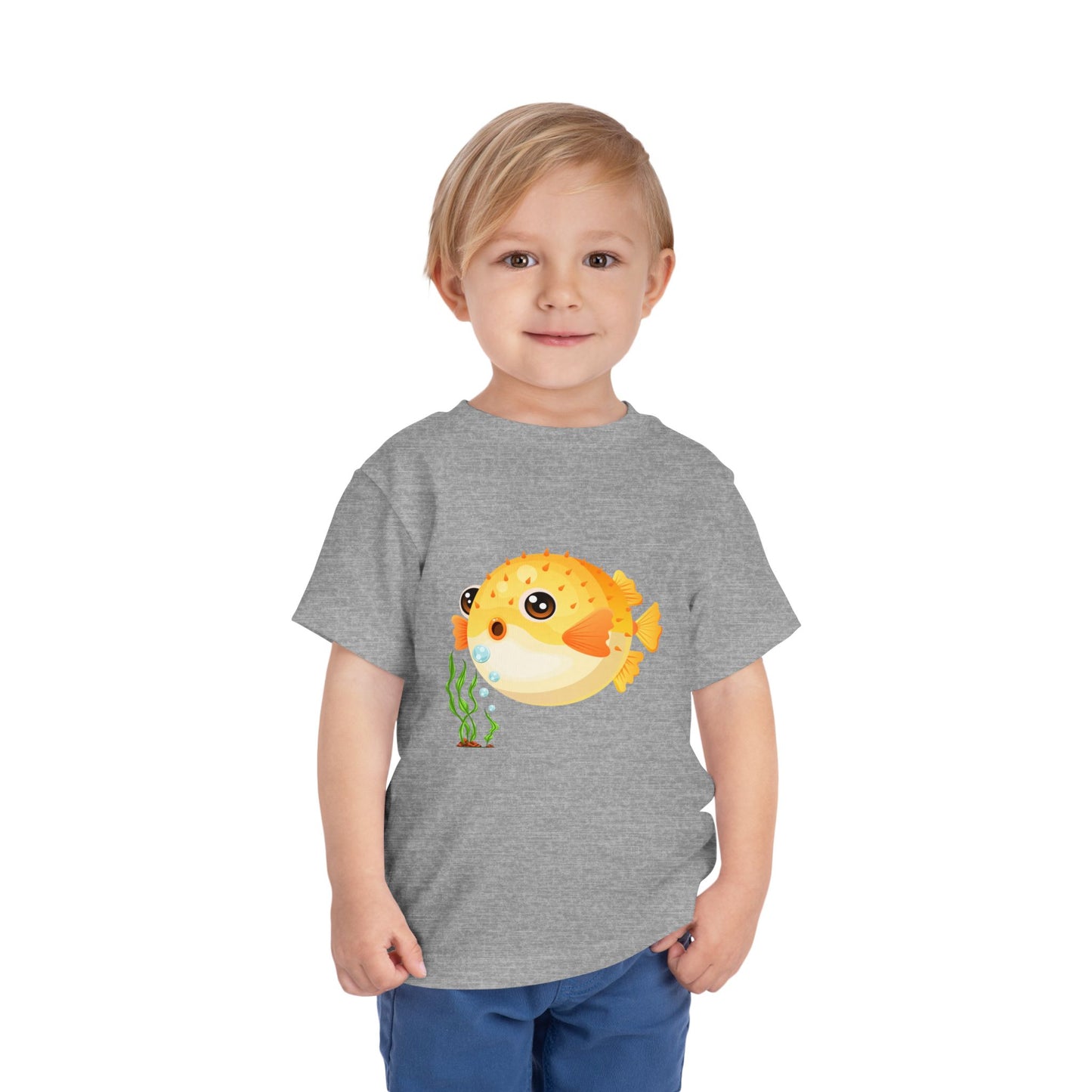 Cute Pufferfish Toddler Tee, Fun Kids T-Shirt, Beach Day Outfit, Summer Fun Apparel, Marine Life Tee