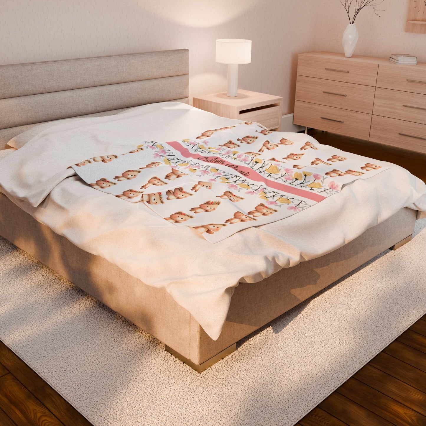 Personalized Velveteen Plush Blanket for Kids, Baby Shower Gift, Nursery Decor, Cozy Throw, Custom Name Blanket