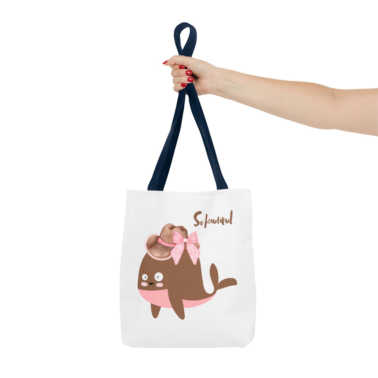 Whale wearing a cowboy hat with a pink bow Tote Bag