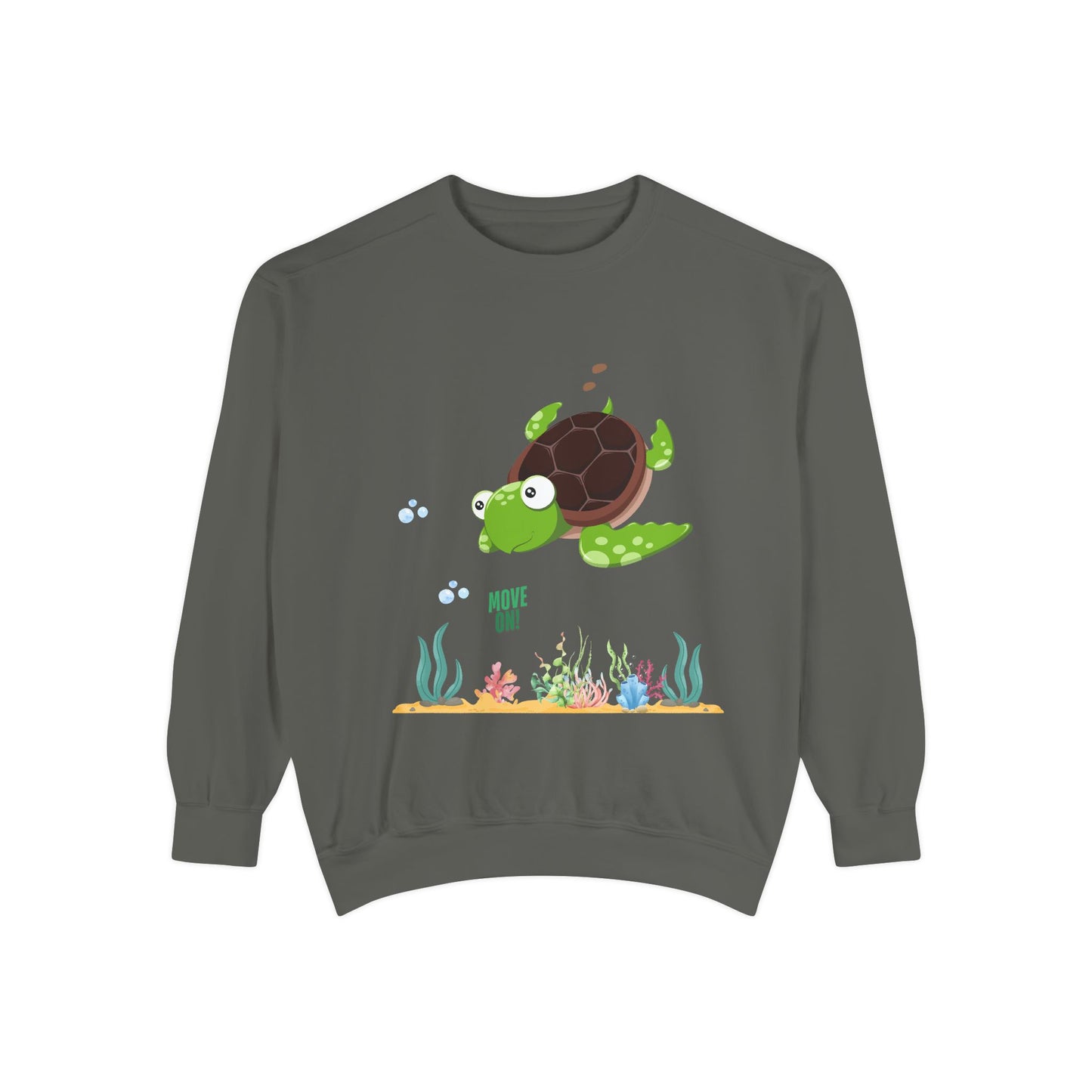 Turtle with seaweed and bubble Unisex Garment-Dyed Sweatshirt