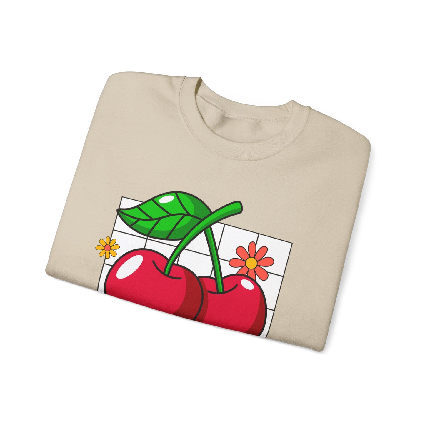 Cherry Yum Graphic Crewneck Sweatshirt | Cozy Unisex Sweater for Casual Wear, Gifts, Summer Vibes, Trendy Fashion, Foodie Apparel