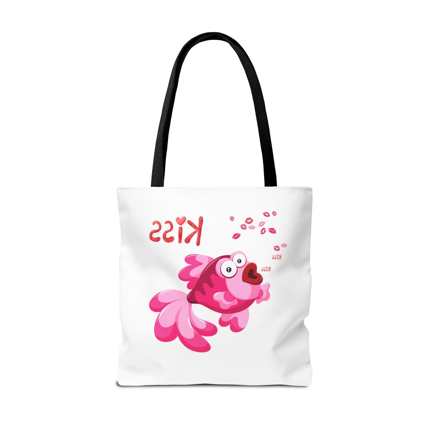 Pink fish with open mouth and kiss Tote Bag