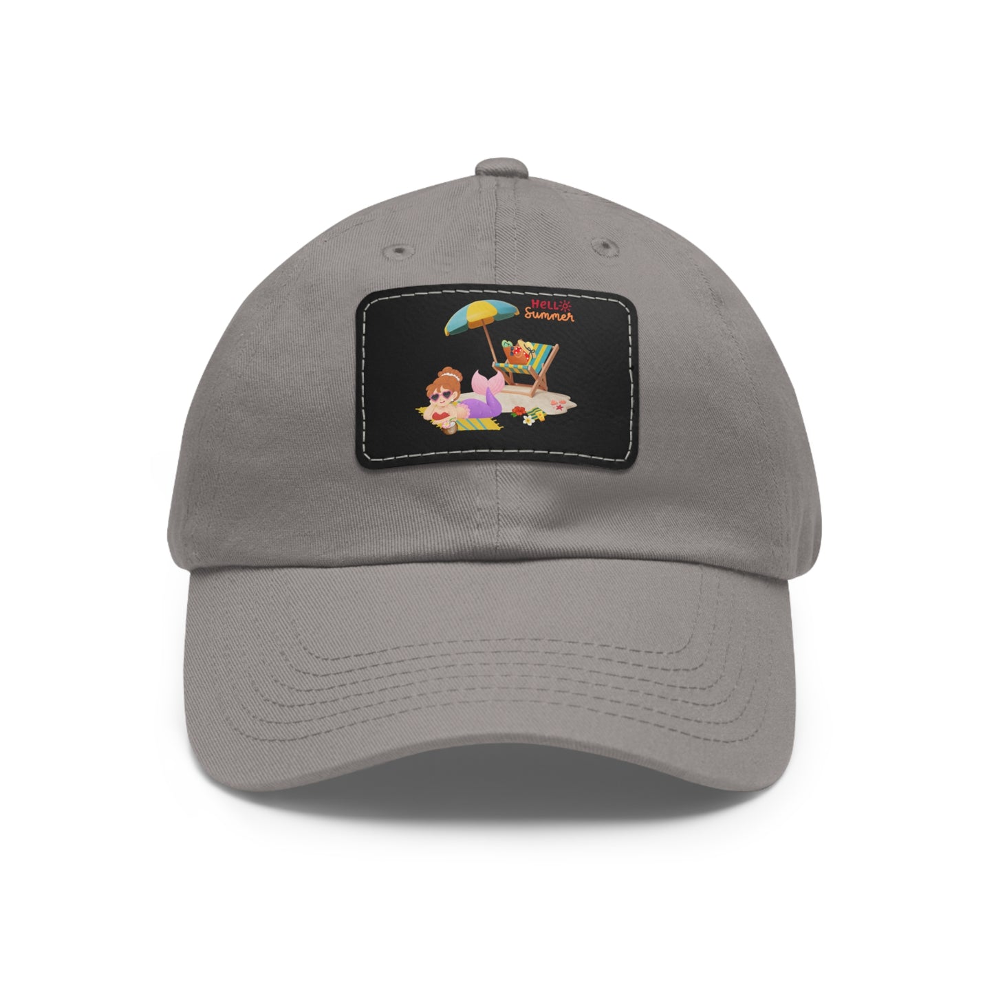 Mermaid lounging on a beach towel Dad Hat with Leather Patch (Rectangle)