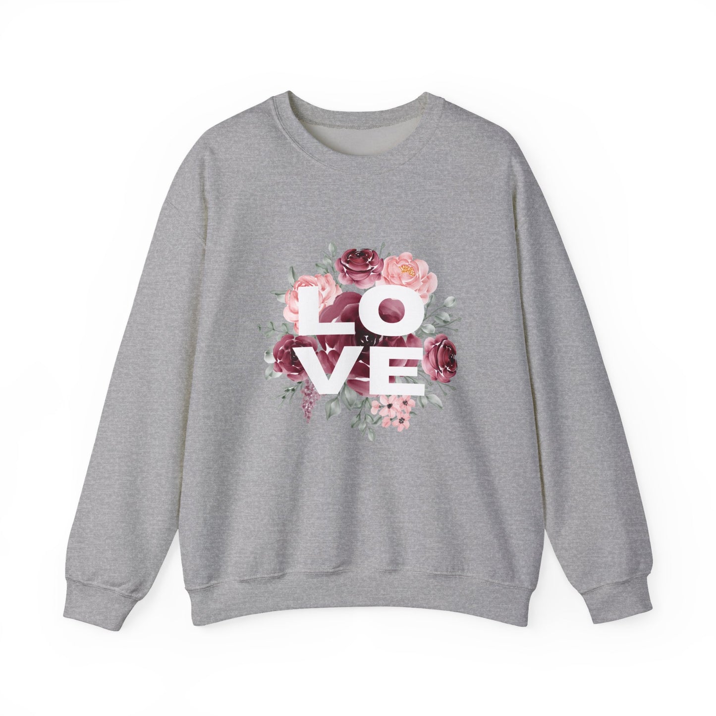 Floral Love Crewneck Sweatshirt | Cozy Unisex Sweatshirt for Valentine's Day, Romantic Gift, Casual Wear, Stylish Layering