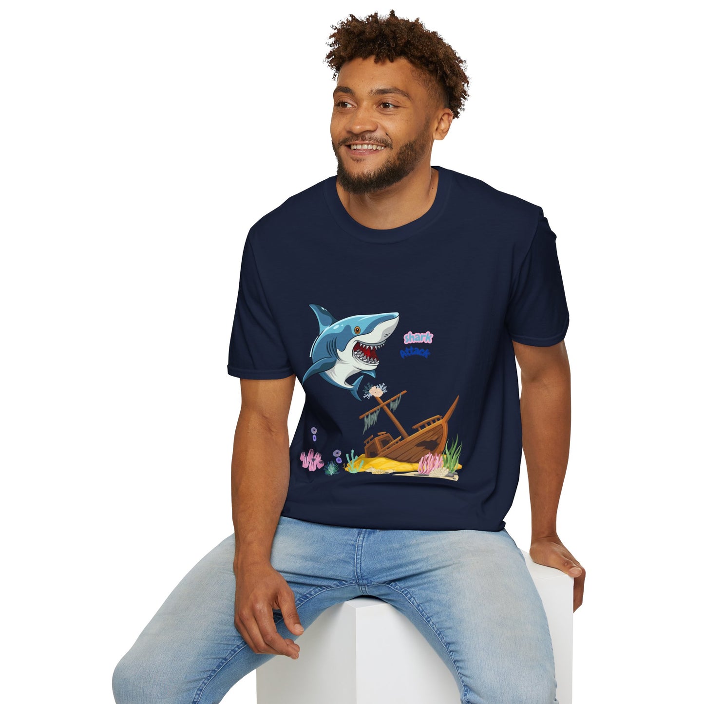 Shark Attack Graphic T-Shirt, Fun Summer Tee, Beach Vacation Top, Gift for Ocean Lovers, Marine Life Apparel
