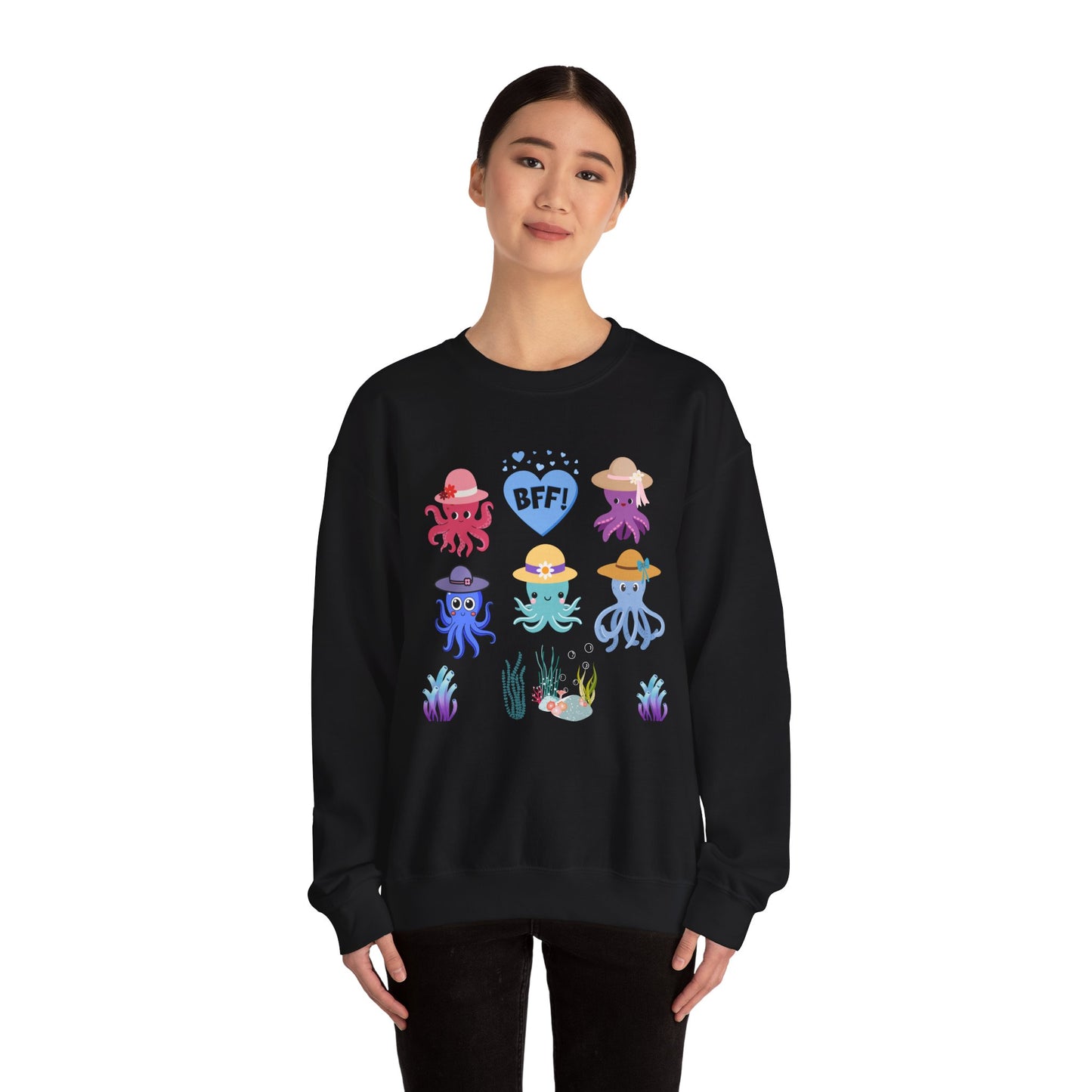 Cute Octopus BFF Sweatshirt, Gift for Friends, Ocean Lover Apparel, Matching Outfits, Cozy Crewneck for Celebrations
