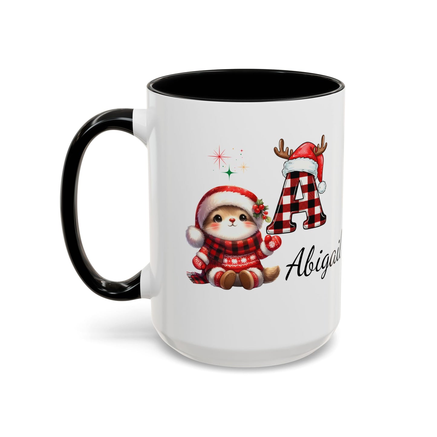 Festive Personalized Coffee Mug, Holiday Gift for Coffee Lovers, Custom Name Mug, Cute Animal Design, Perfect for Christmas