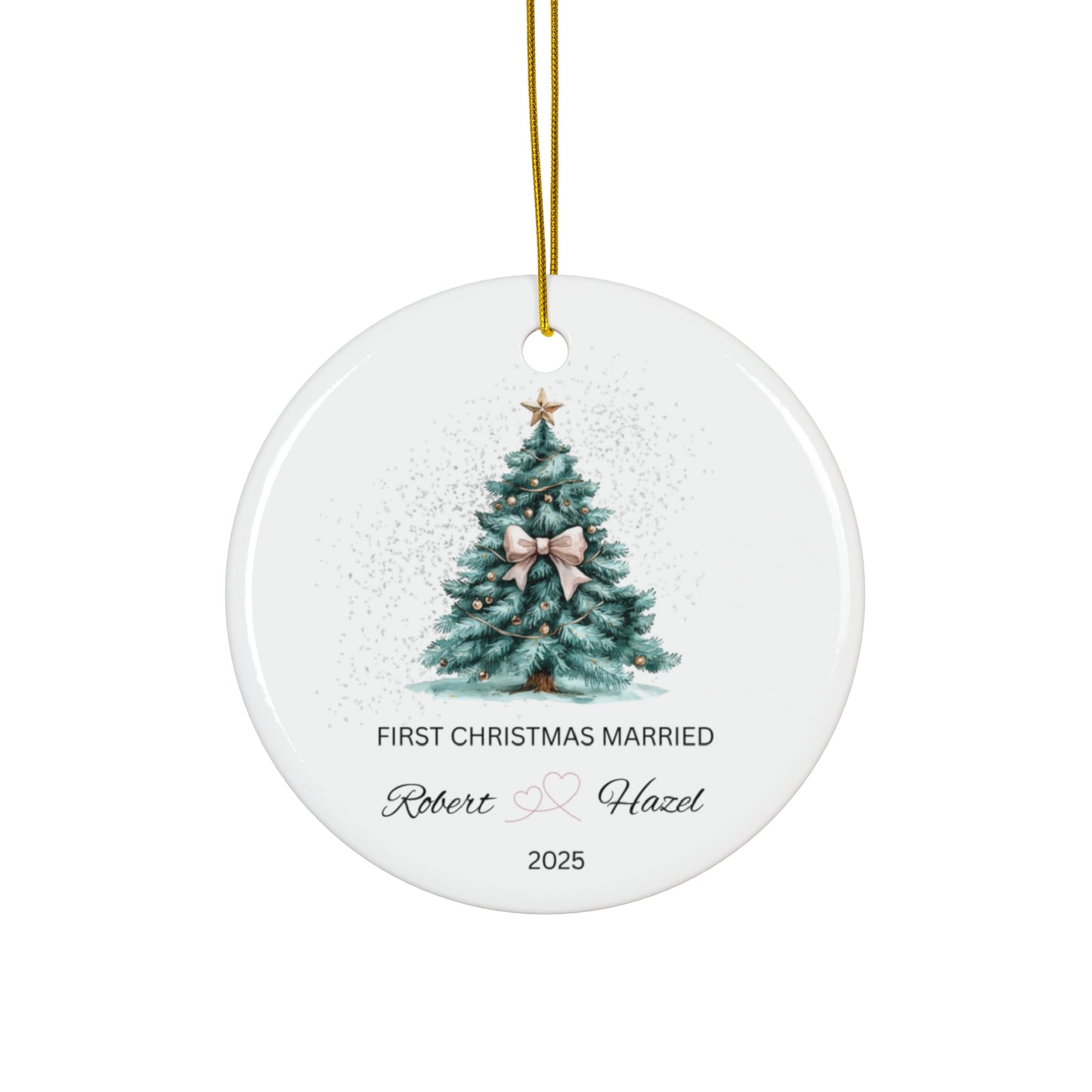 Personalized Christmas Ornament, First Christmas Married Keepsake, Holiday Decor, Couples Gift, Tree Decoration, 2025 Commemoration