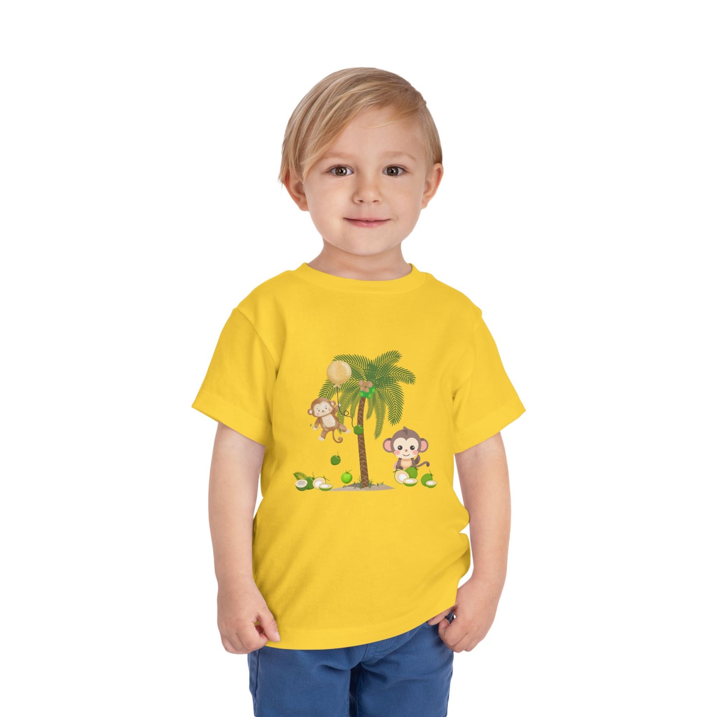 Cute Monkey Tropical Toddler Tee, Perfect for Summer Play, Birthday Gift, Beach Days, Jungle Themes, Toddler Clothing