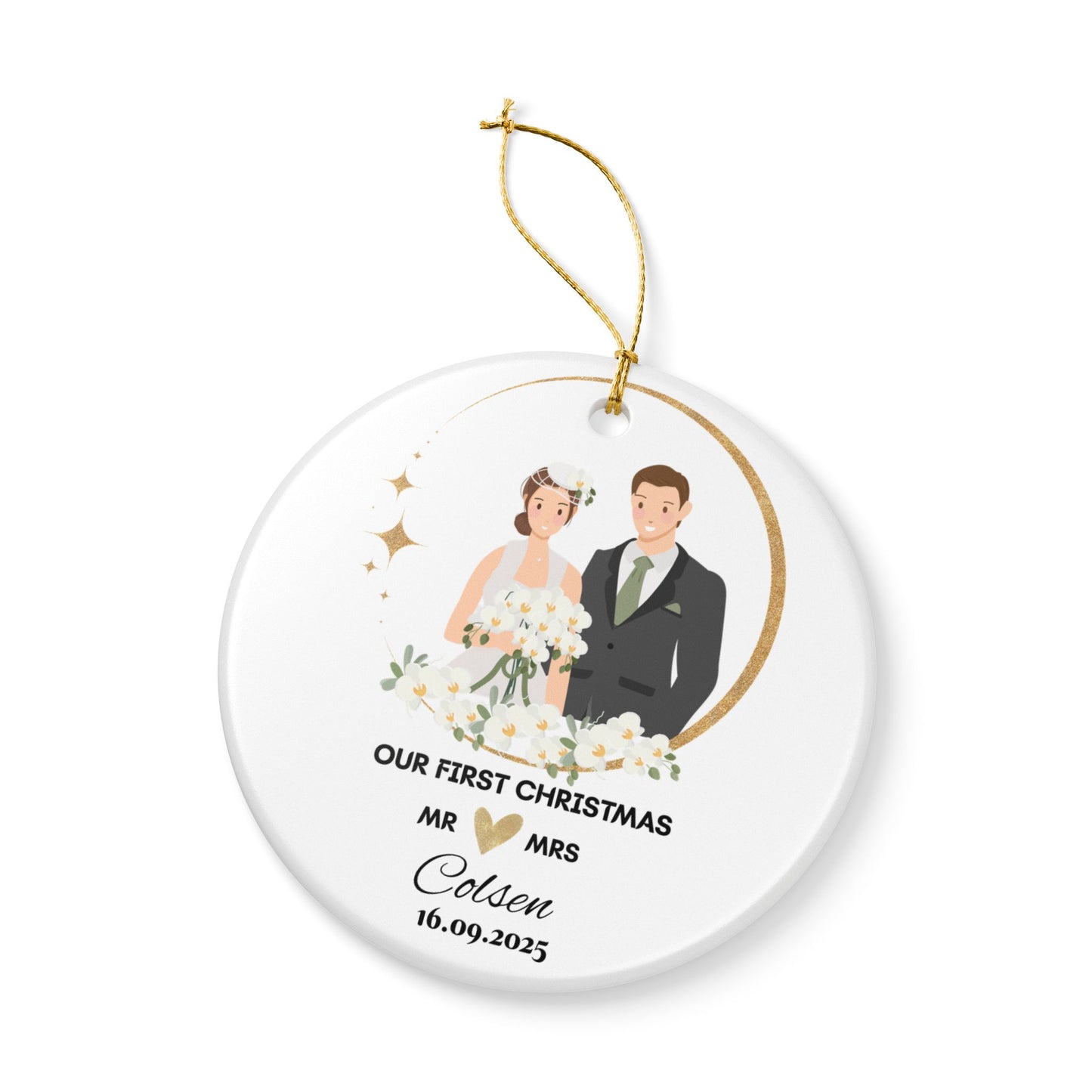 Personalized Wedding Christmas Ornament, Our First Christmas Married, Newlywed Gift,Couples Keepsake, Holiday Decoration