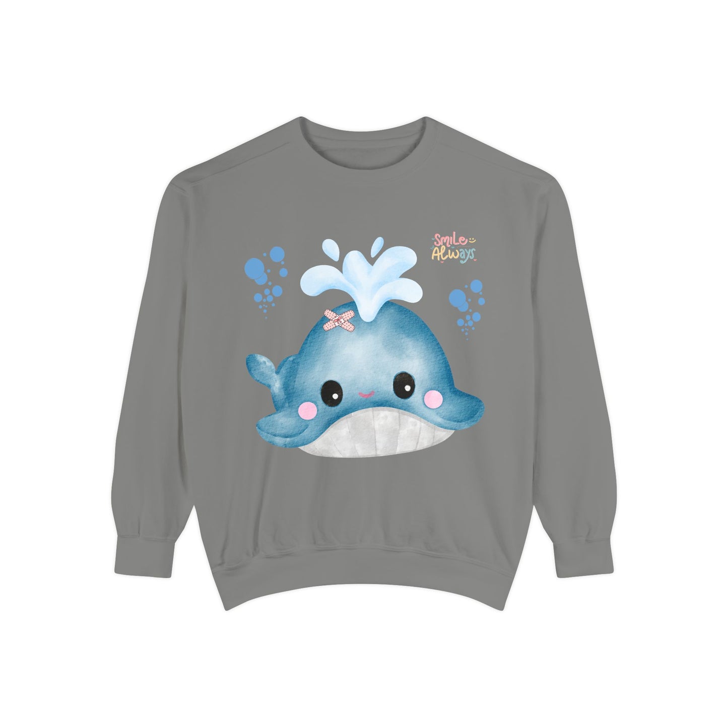 Whale with a bandage and bubble Unisex Garment-Dyed Sweatshirt