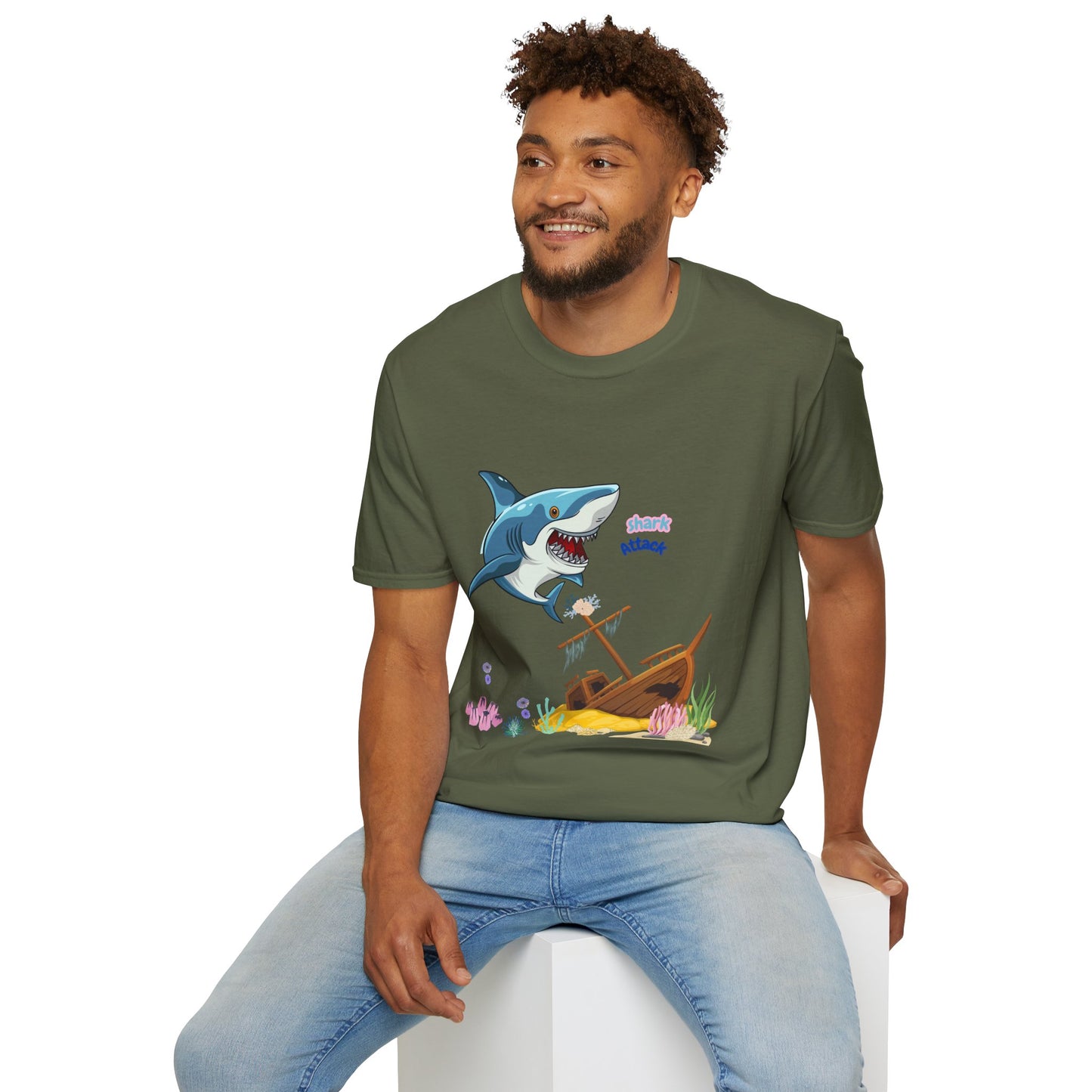 Shark Attack Graphic T-Shirt, Fun Summer Tee, Beach Vacation Top, Gift for Ocean Lovers, Marine Life Apparel