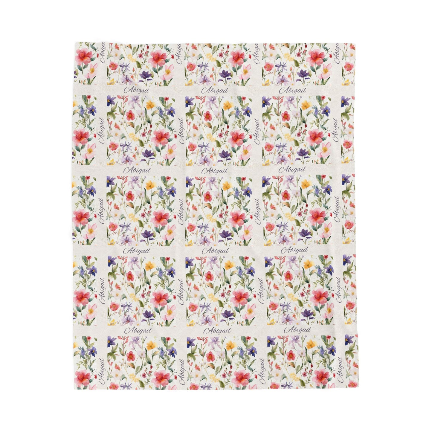 Floral Velveteen Plush Blanket - Cozy Decor for Home, Gift for Her, Wedding Present, Soft Touch for Kids, Spring Decor