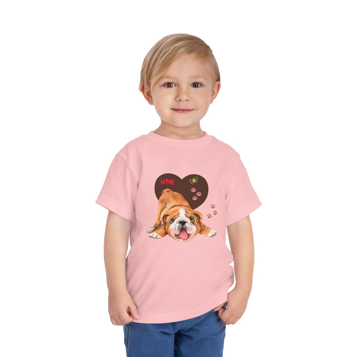 Bulldog Love Toddler Tee - Cute Dog Shirt, Baby Gift, Pet Lover Apparel, Kids Summer Style, Adorable Animal Tee