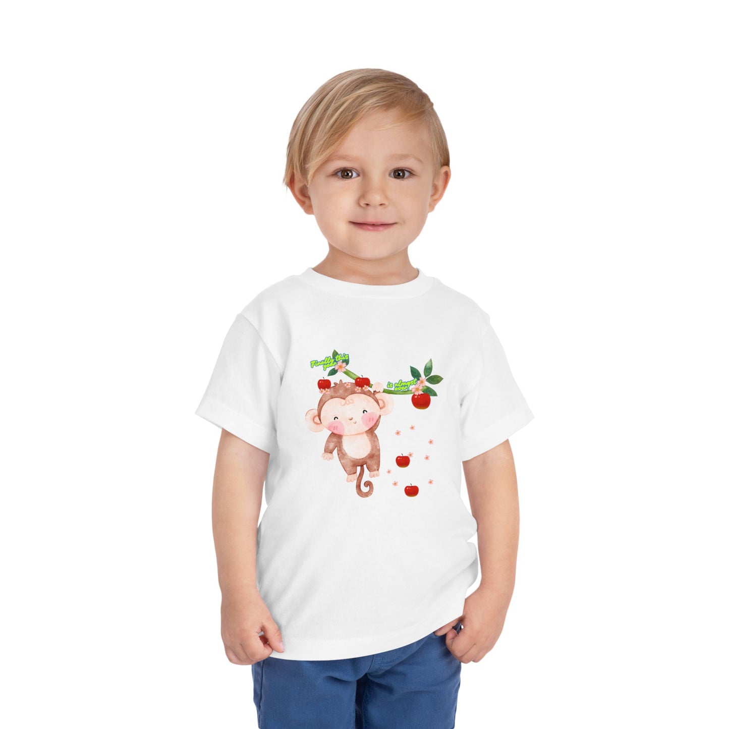 Cute Monkey Strawberry Toddler Tee, Adorable Kids Shirt, Baby Gift, Summer Outfit, Birthday Gift, Playtime Apparel