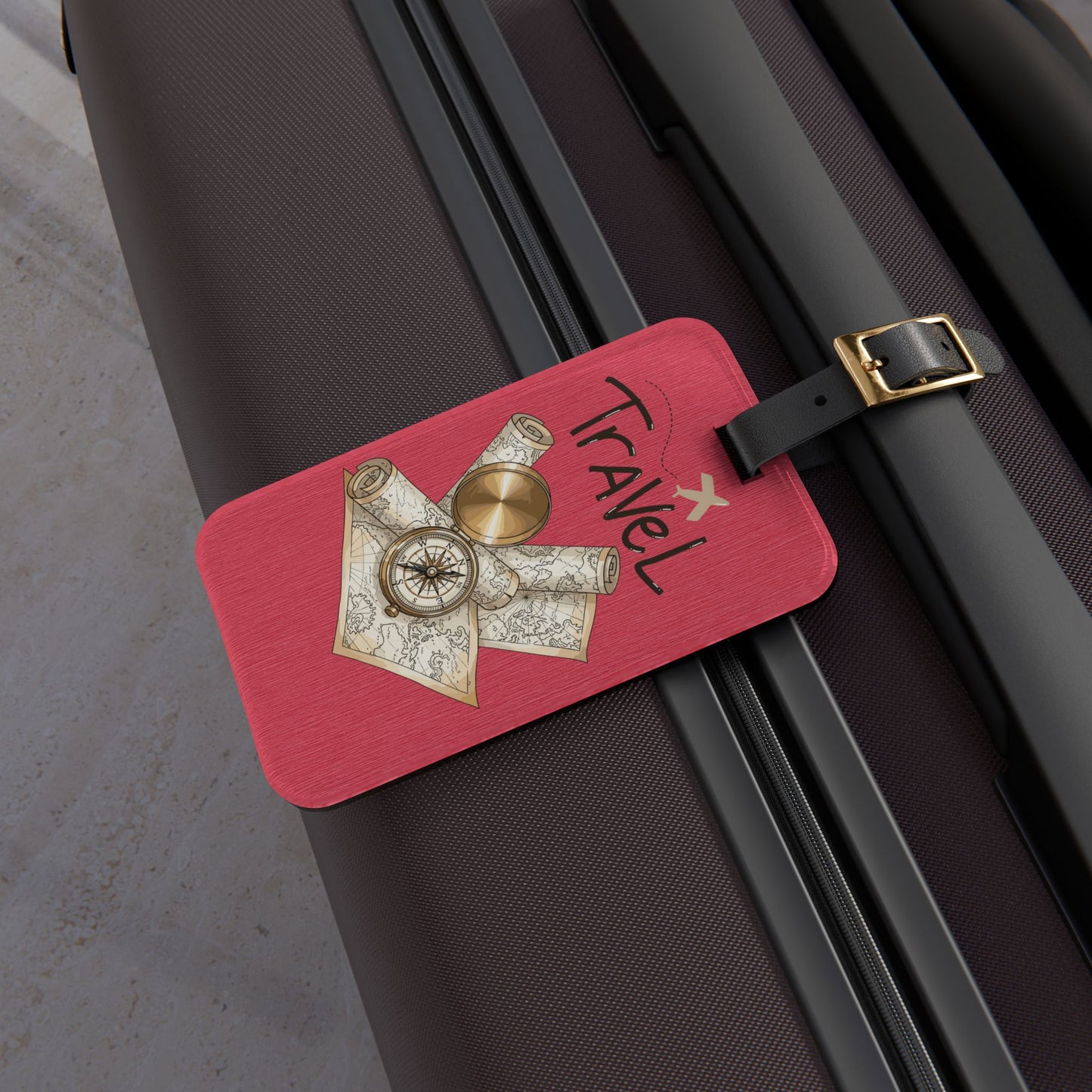 Travel Luggage Tag – Compass & Map Design